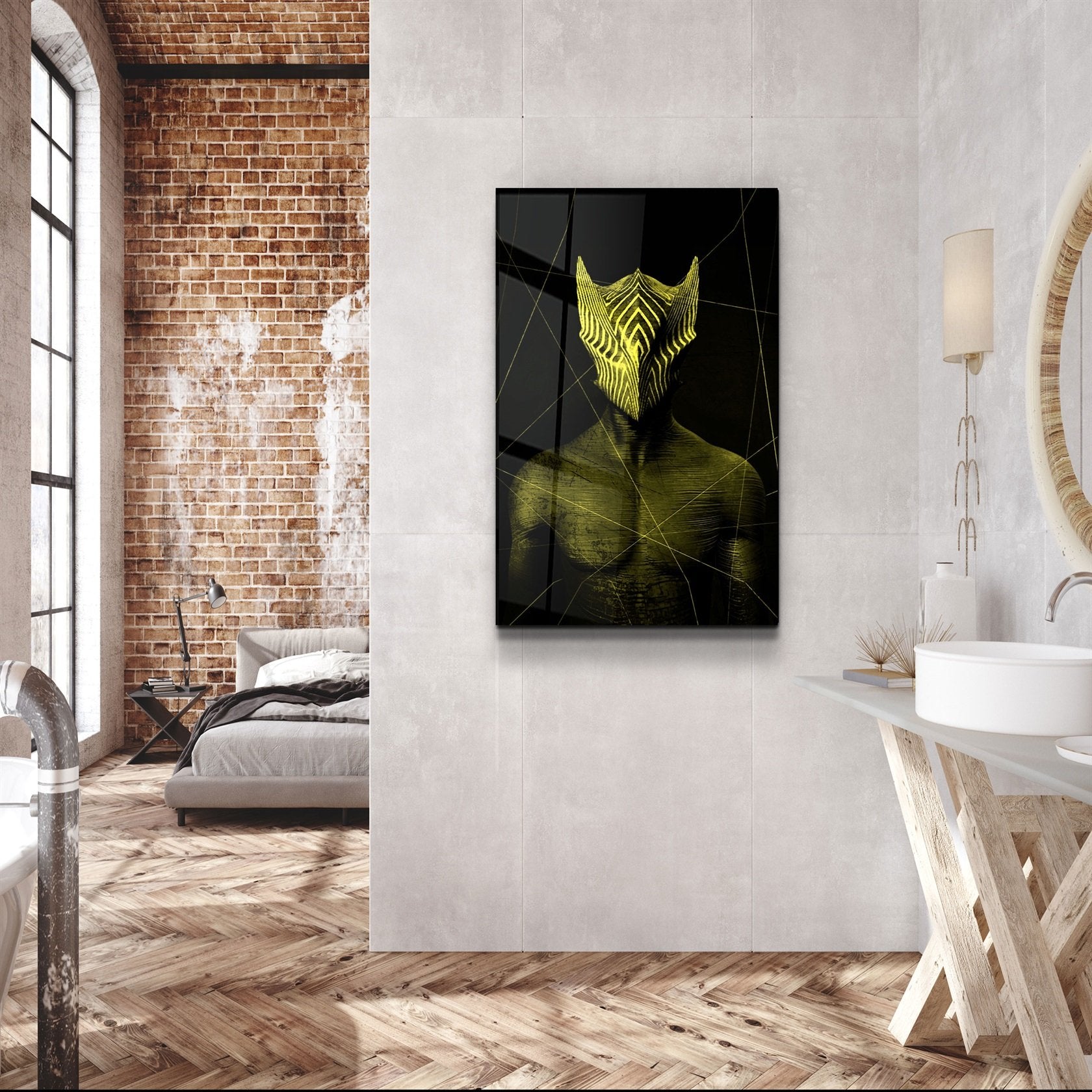 ・"Abstract Masked Man V3"・Glass Wall Art