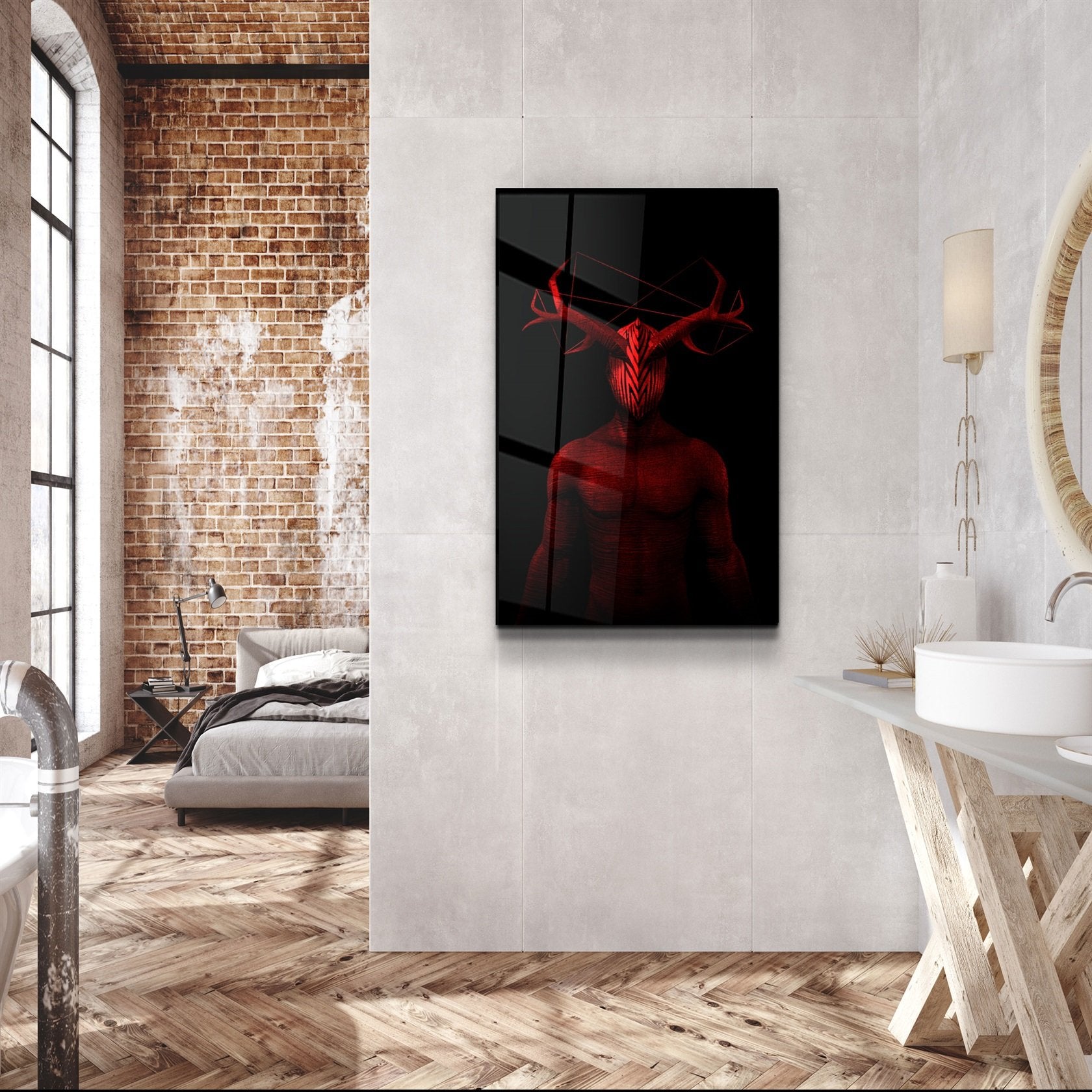 ・"Abstract Masked Man V8"・Glass Wall Art