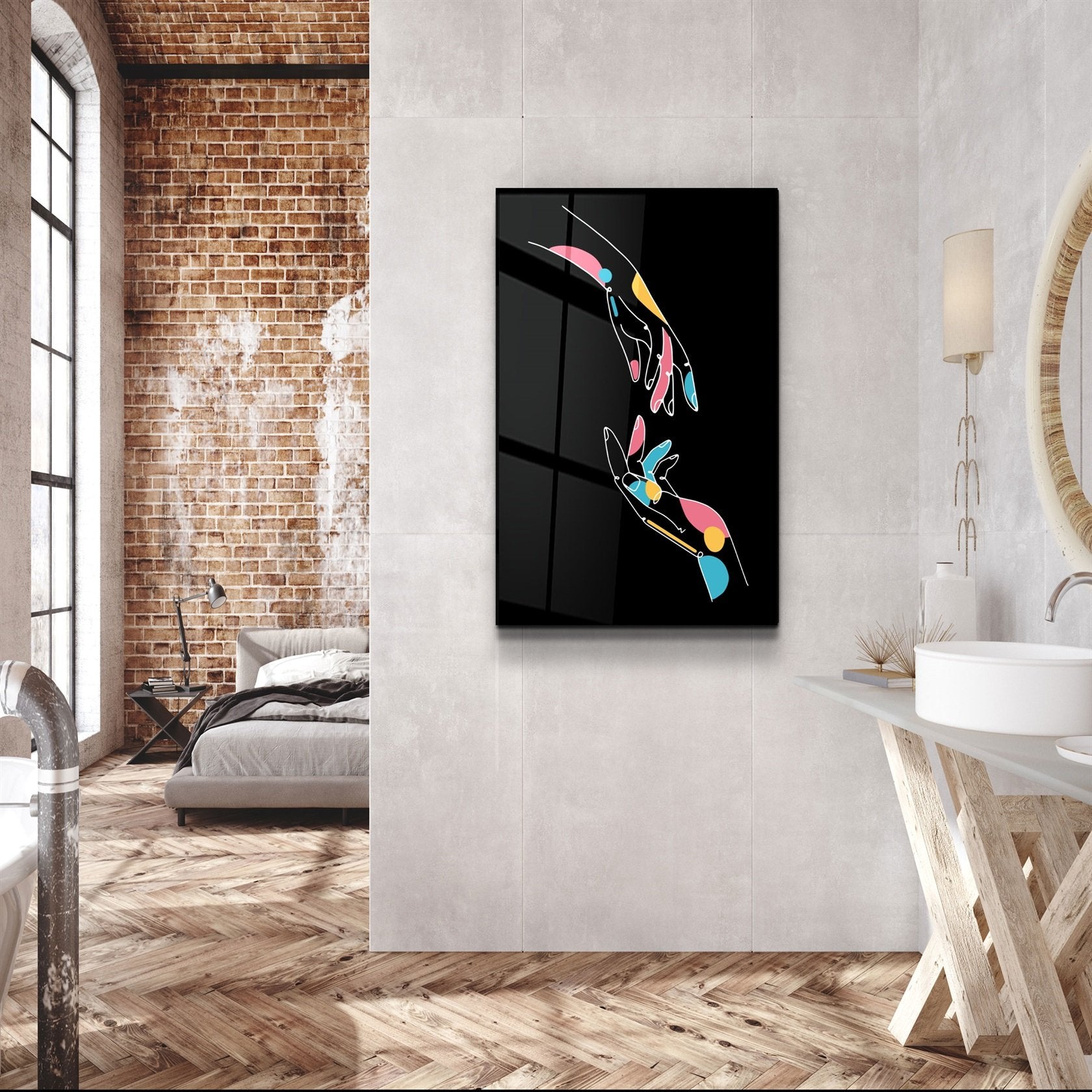・"Modern Line Abstract V5"・Glass Wall Art