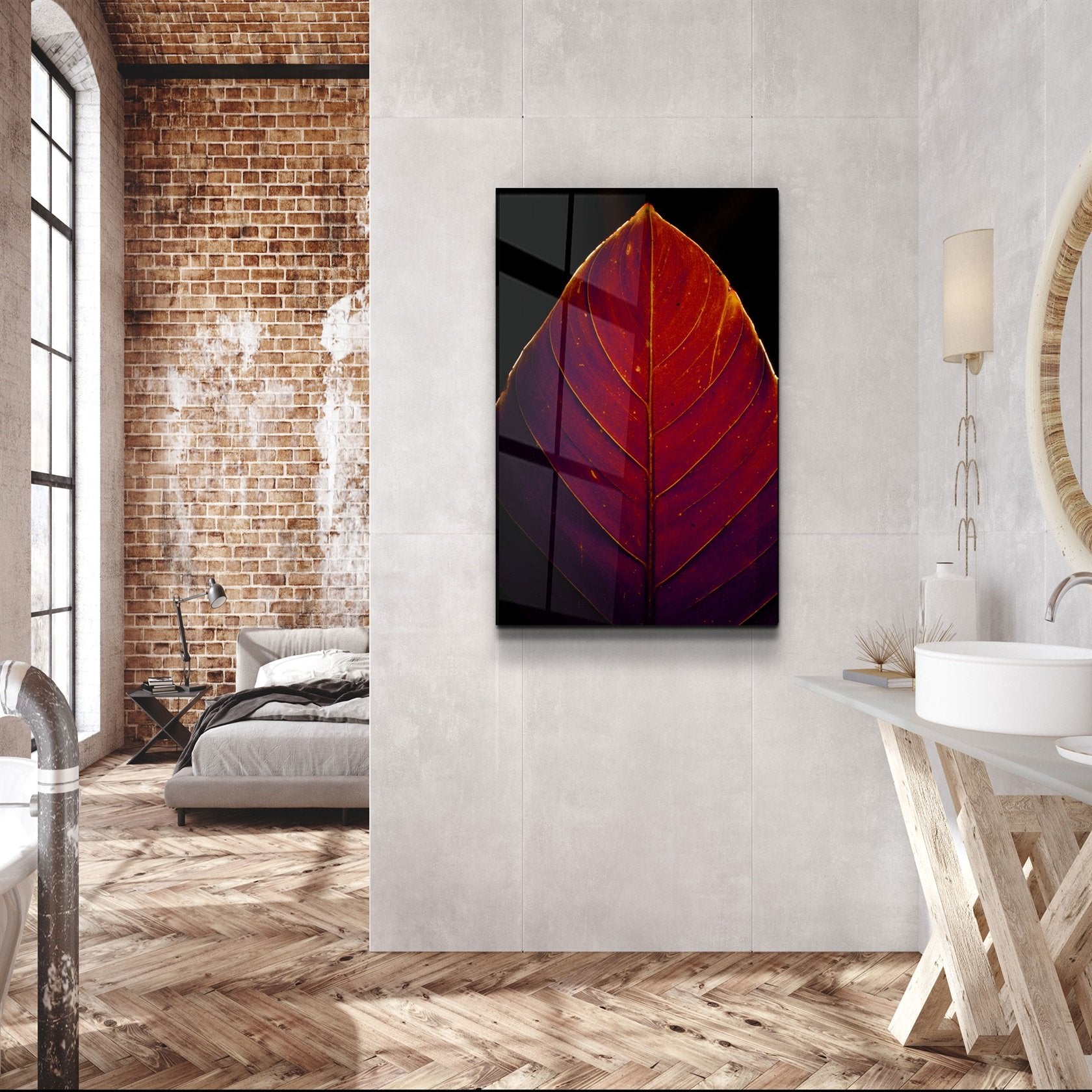 ・"Leaf v2"・Glass Wall Art