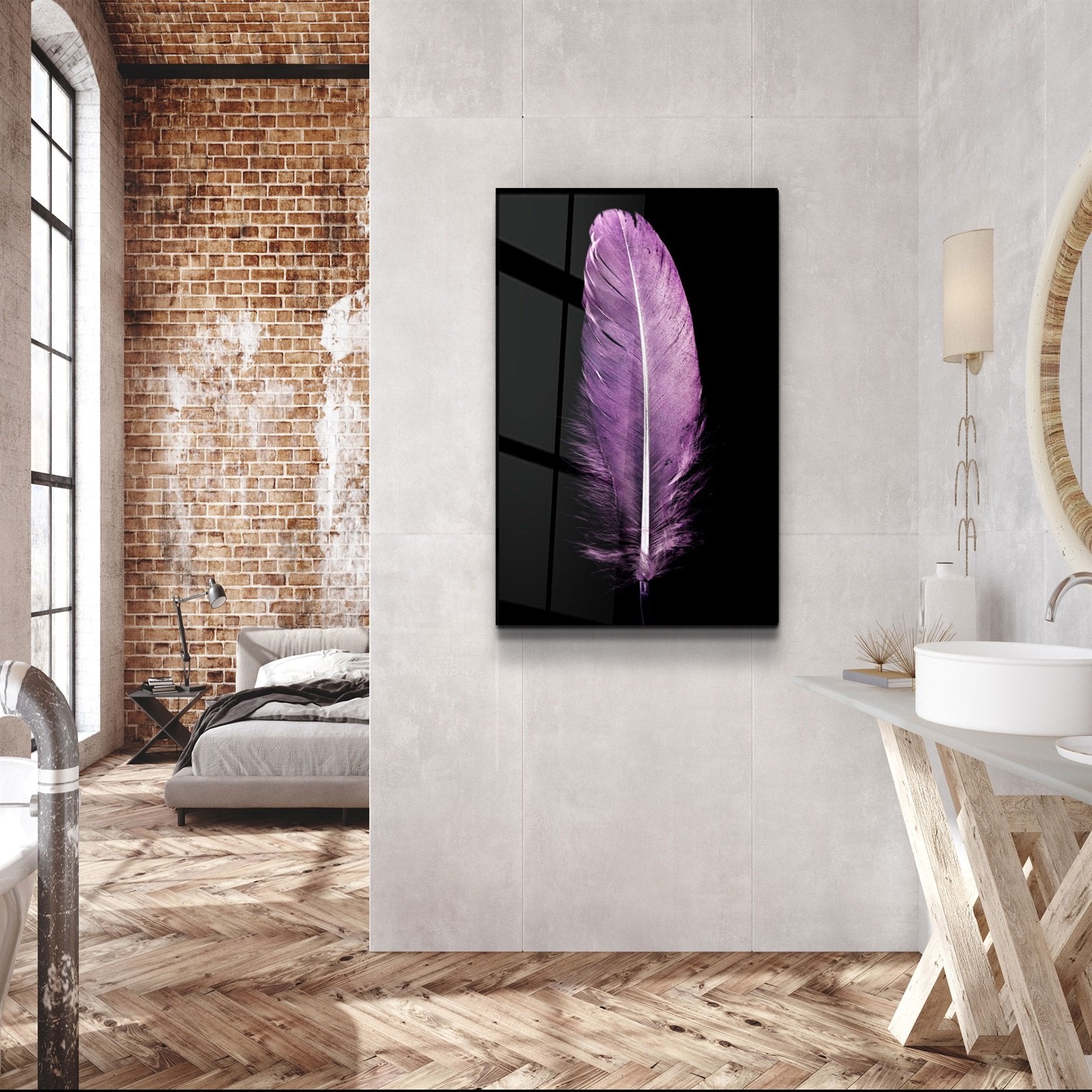 ・"Colorful Feather V3"・Glass Wall Art