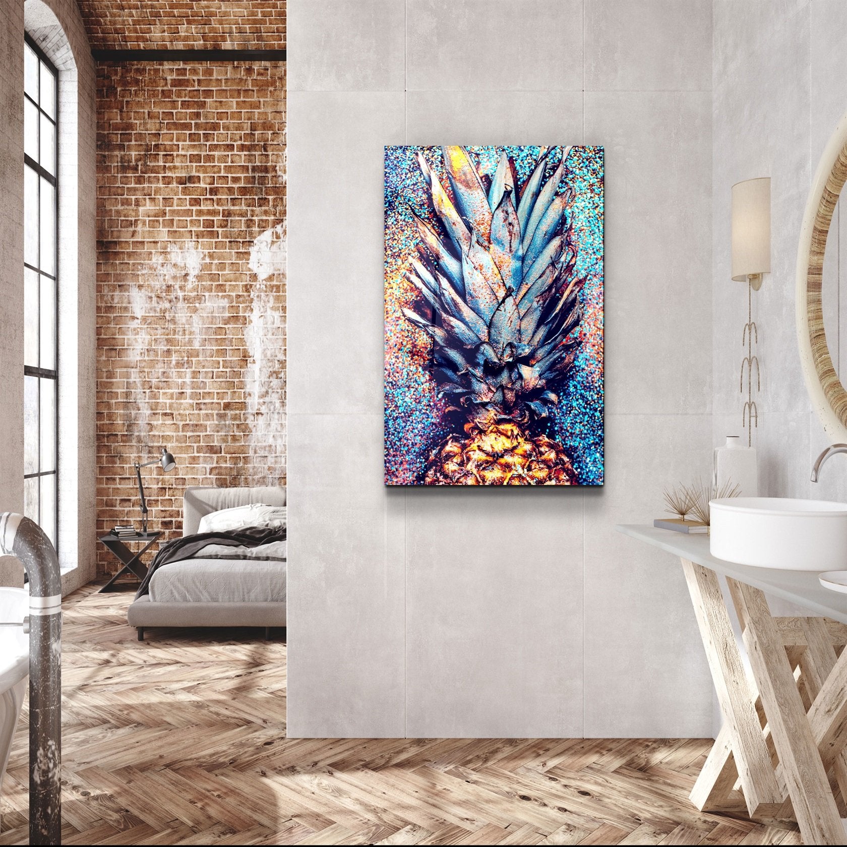 ・"Ananas V2"・Art mural en verre