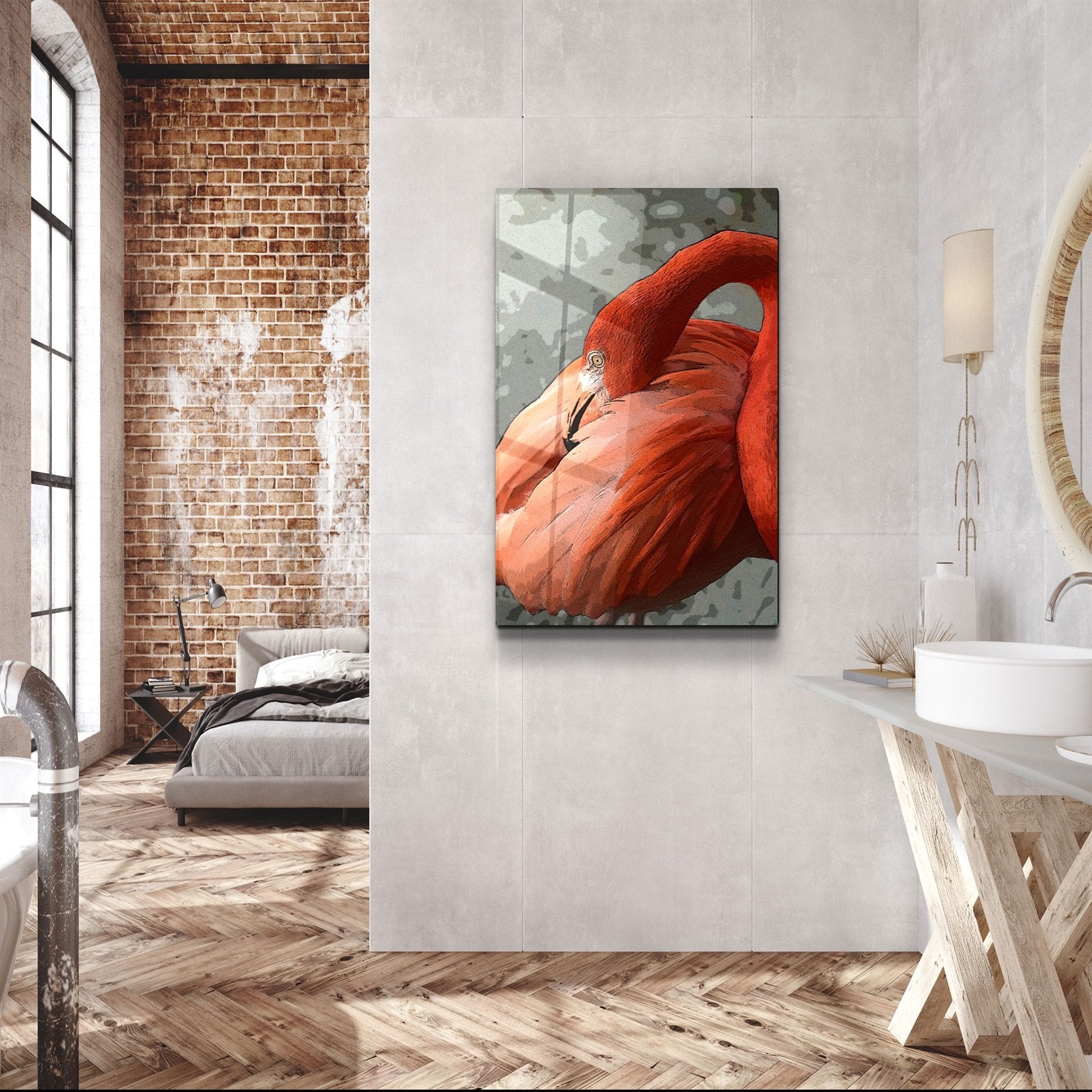 ・"Flamingo V3"・Art mural en verre