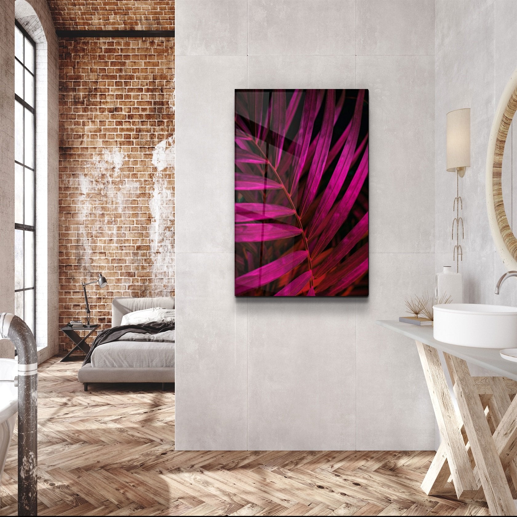 ・"Purple Leaves"・Glass Wall Art