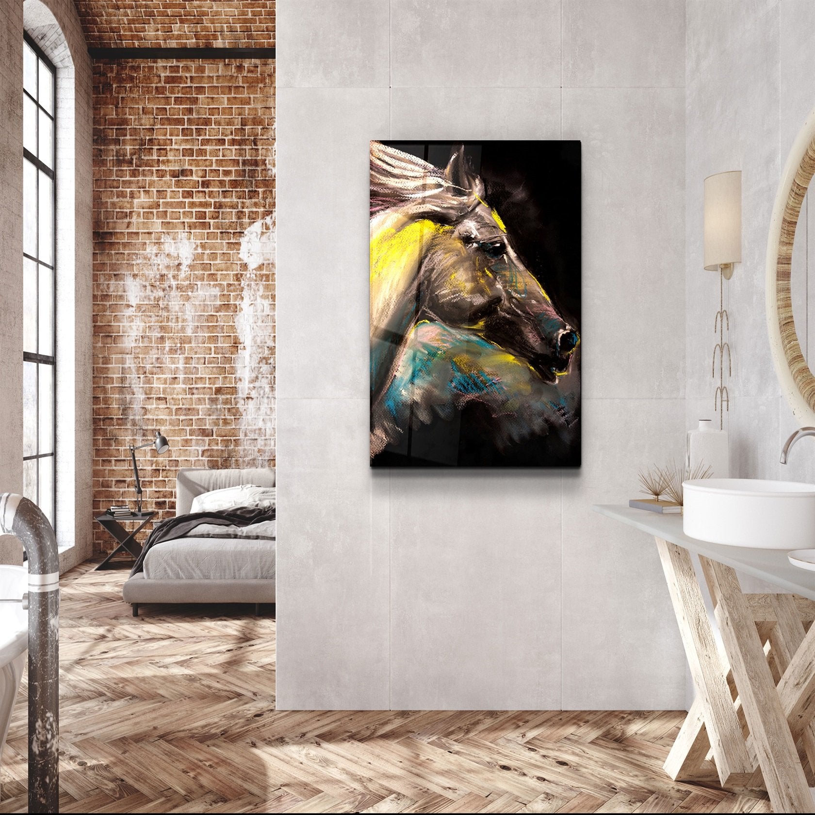 ・"Abstract Horse"・Glass Wall Art