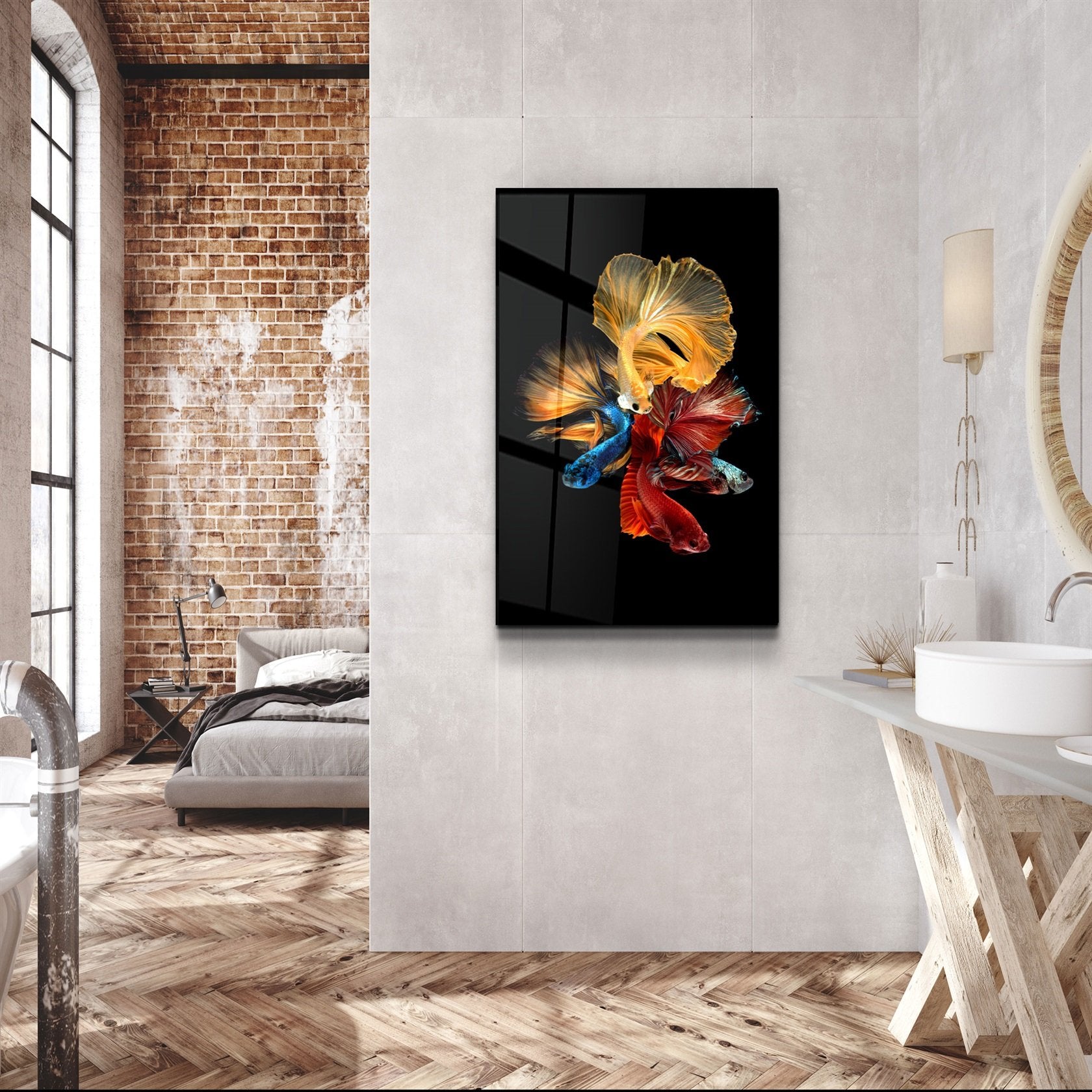 ・"Poisson Betta V2"・Art mural en verre