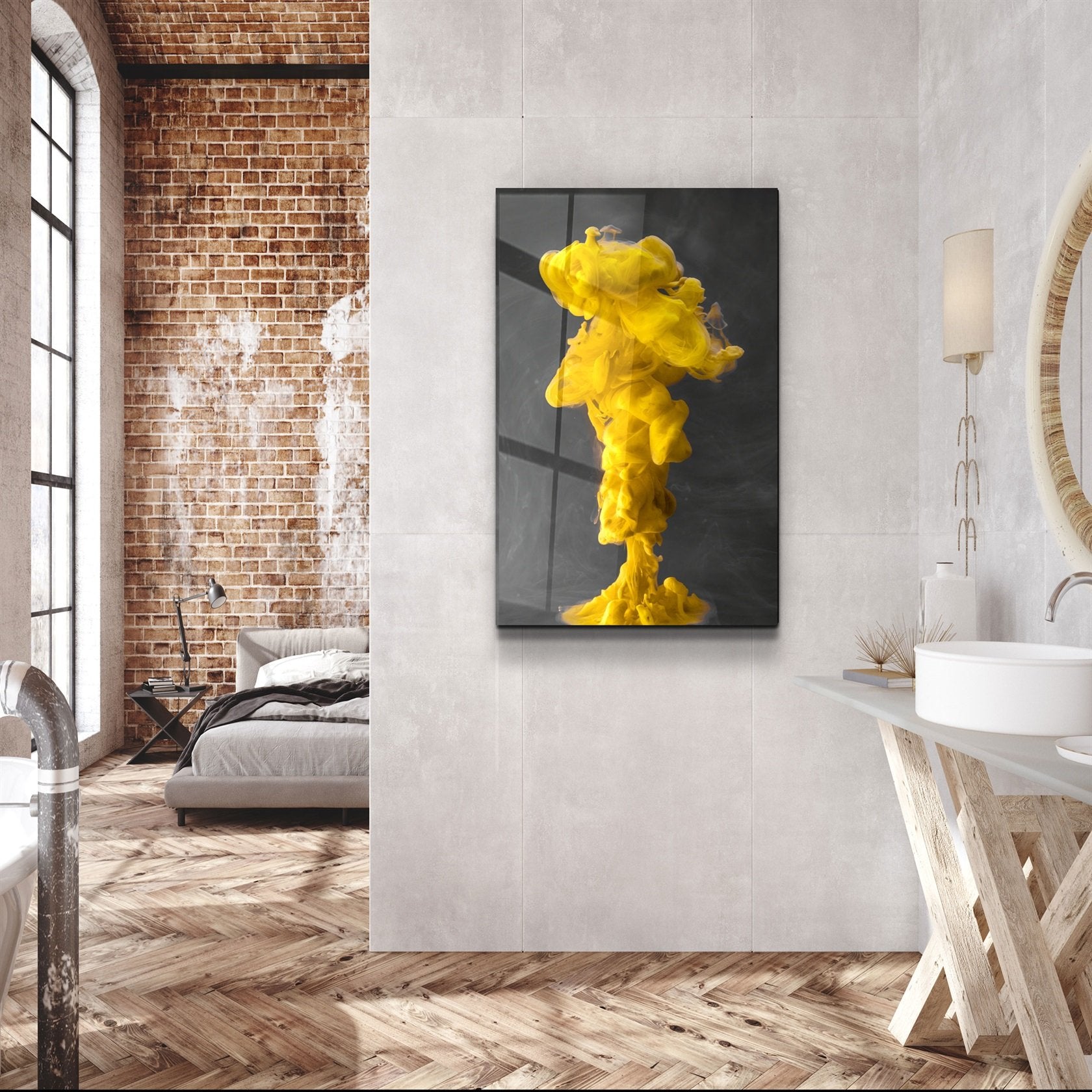 ・"Yellow Fog"・Glass Wall Art