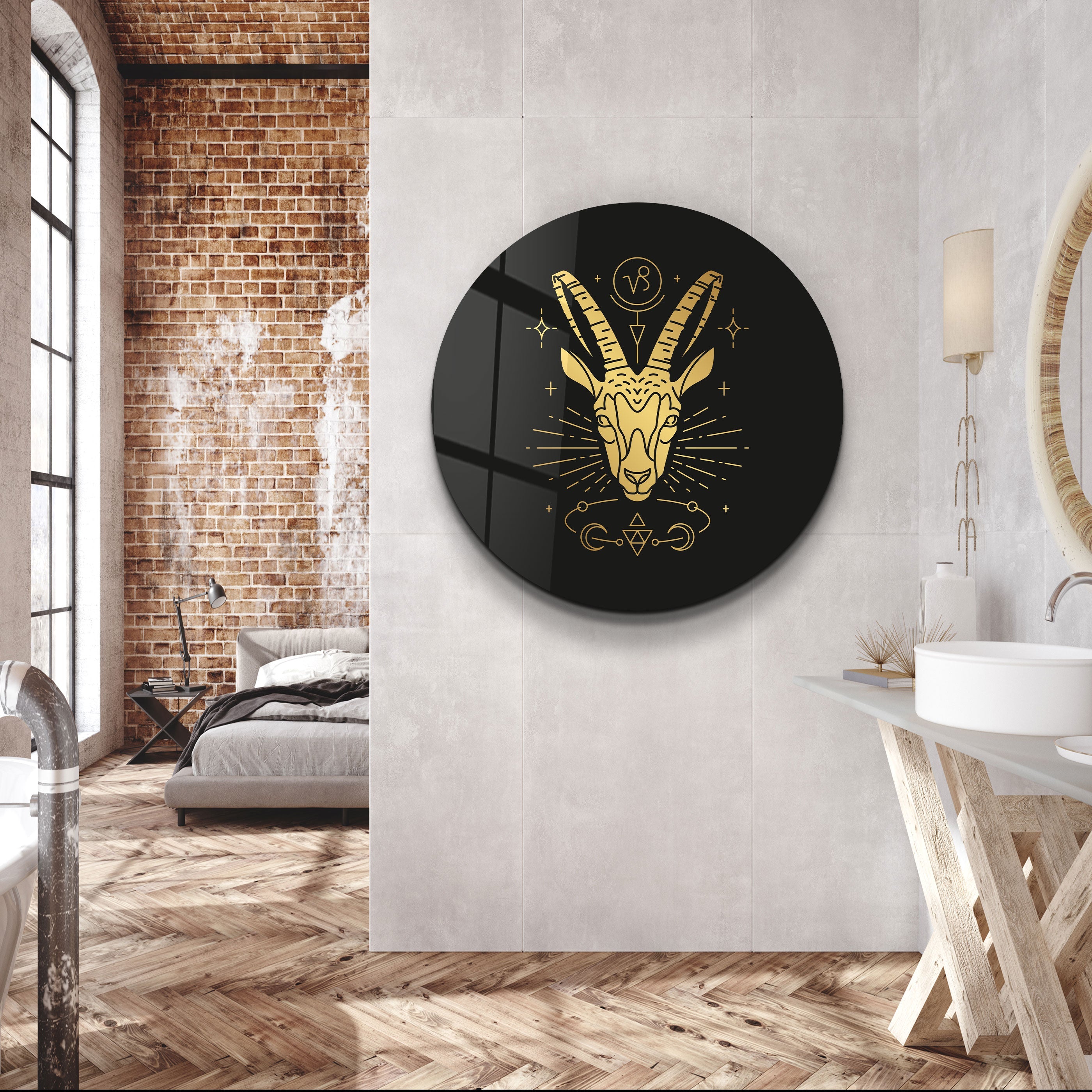 ・"Zodiac Signs - Capricorn"・Rounded Glass Wall Art