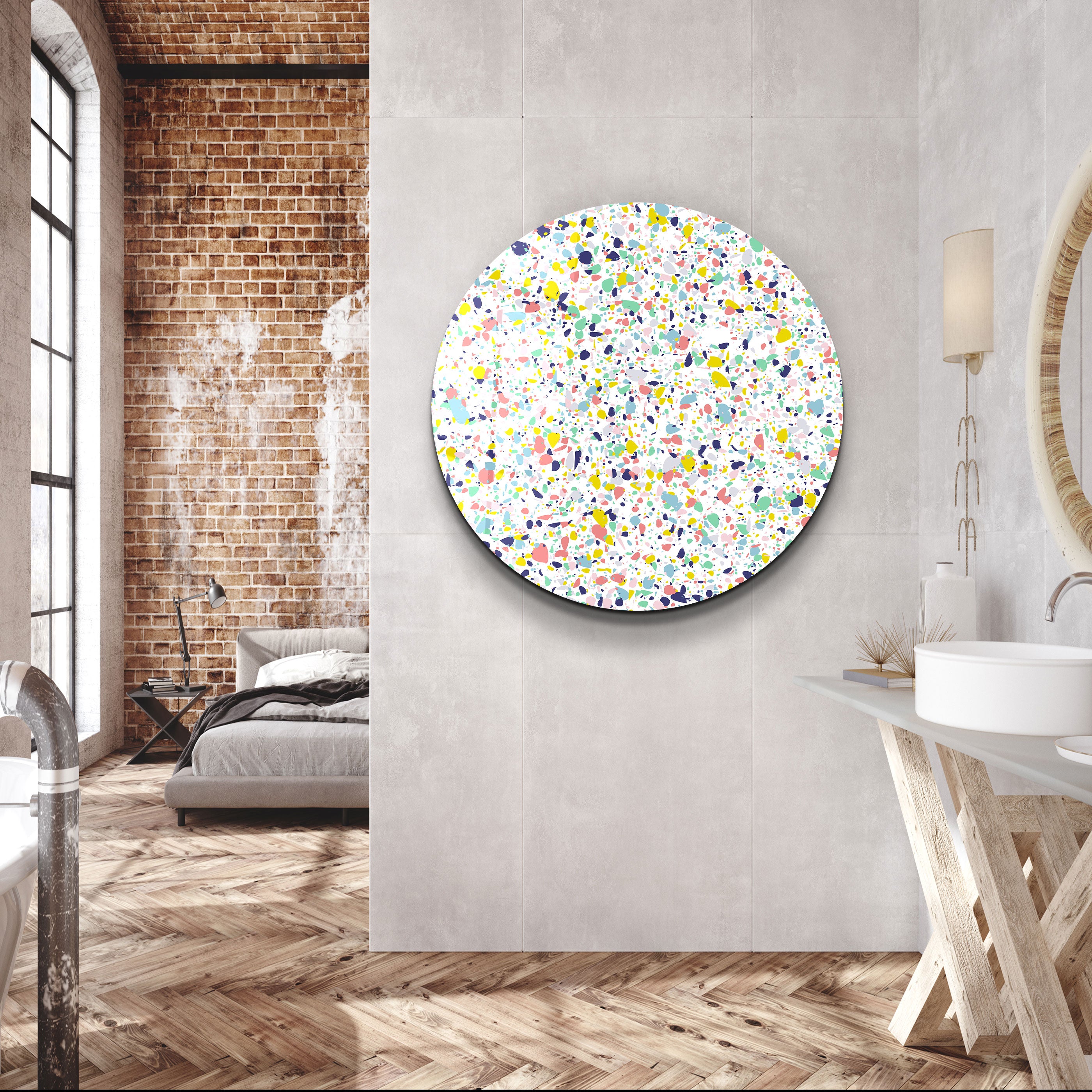 ・"Pastel Terrazzo"・Rounded Glass Wall Art