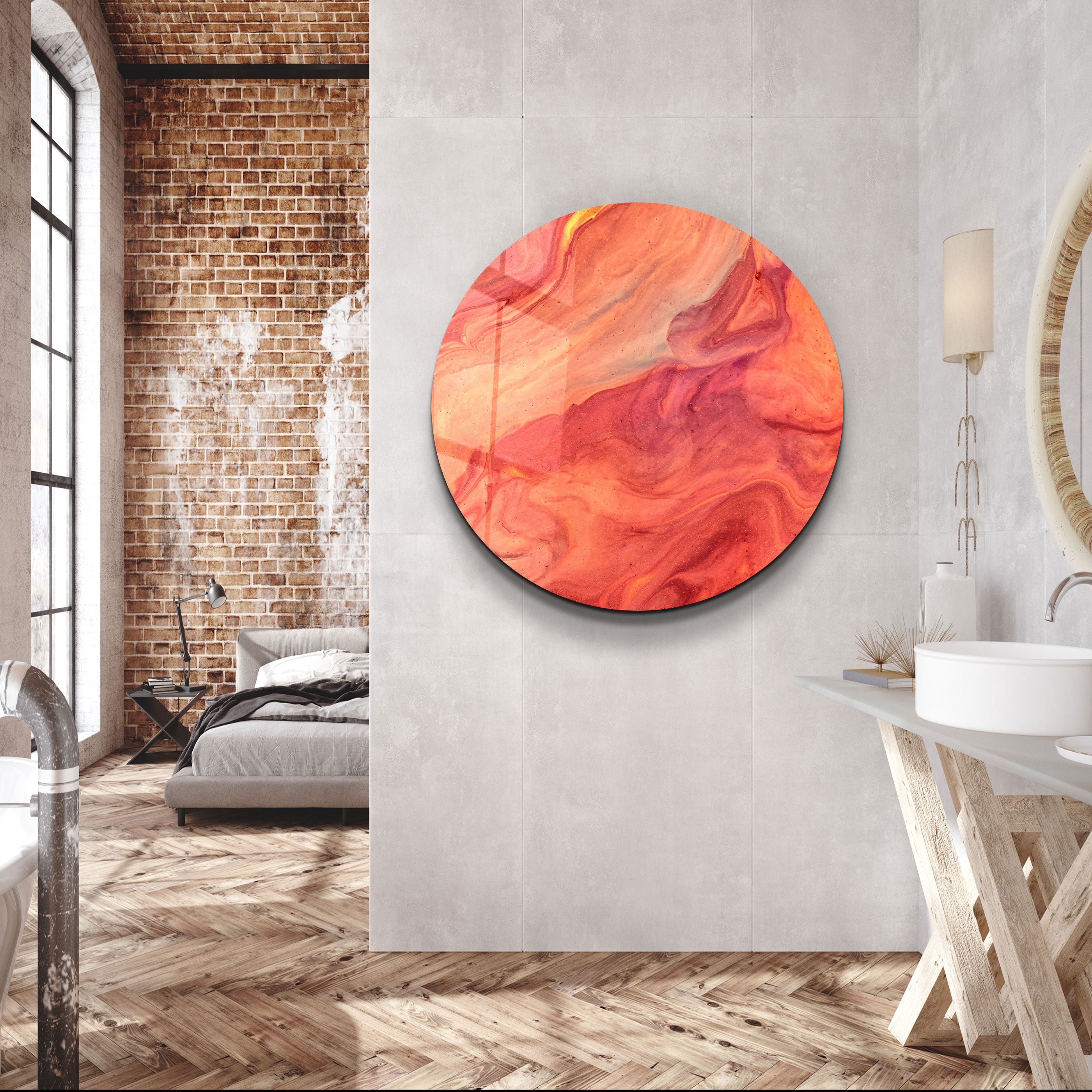 ・"Like Mars"・Rounded Glass Wall Art