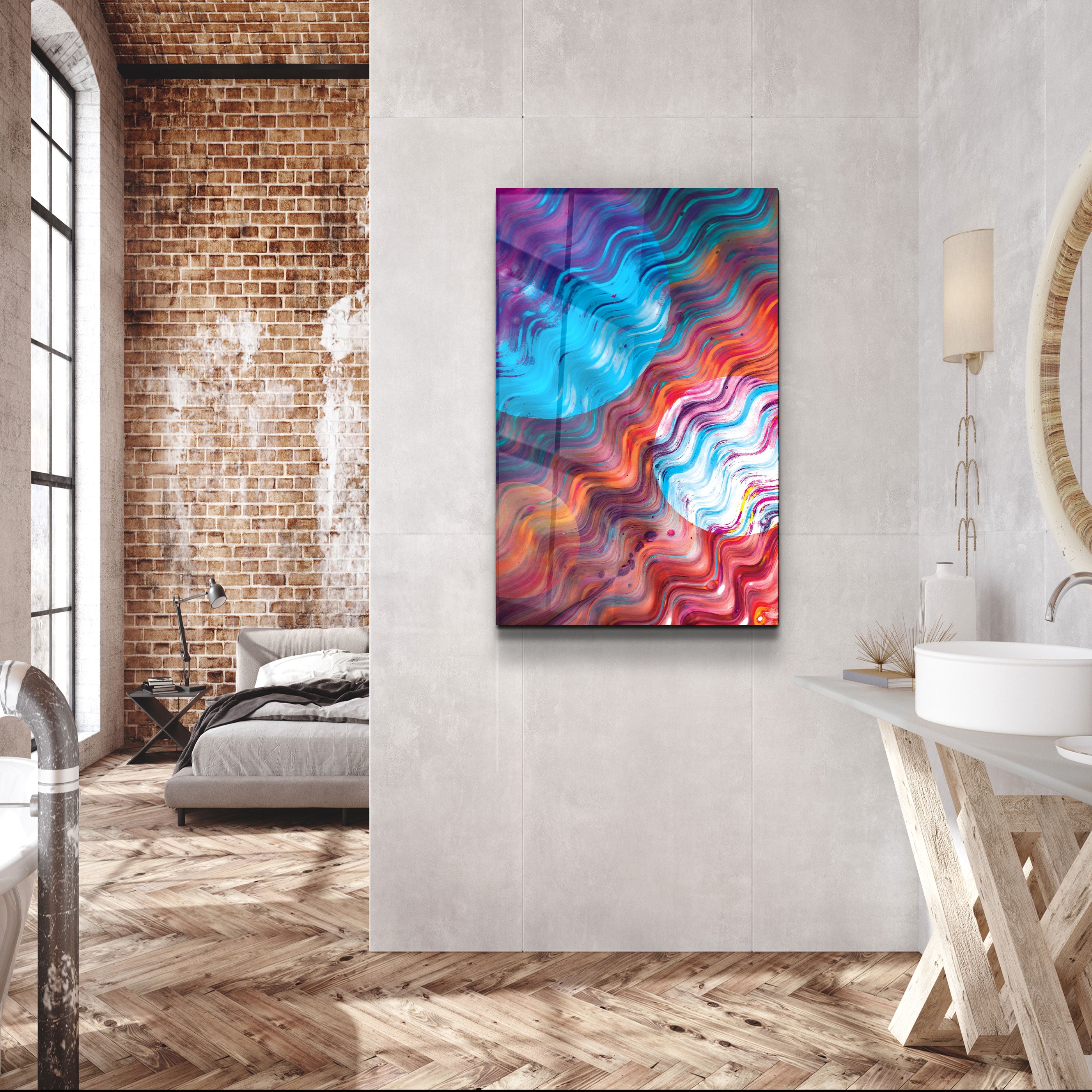 ・"Waive of Colors"・Glass Wall Art