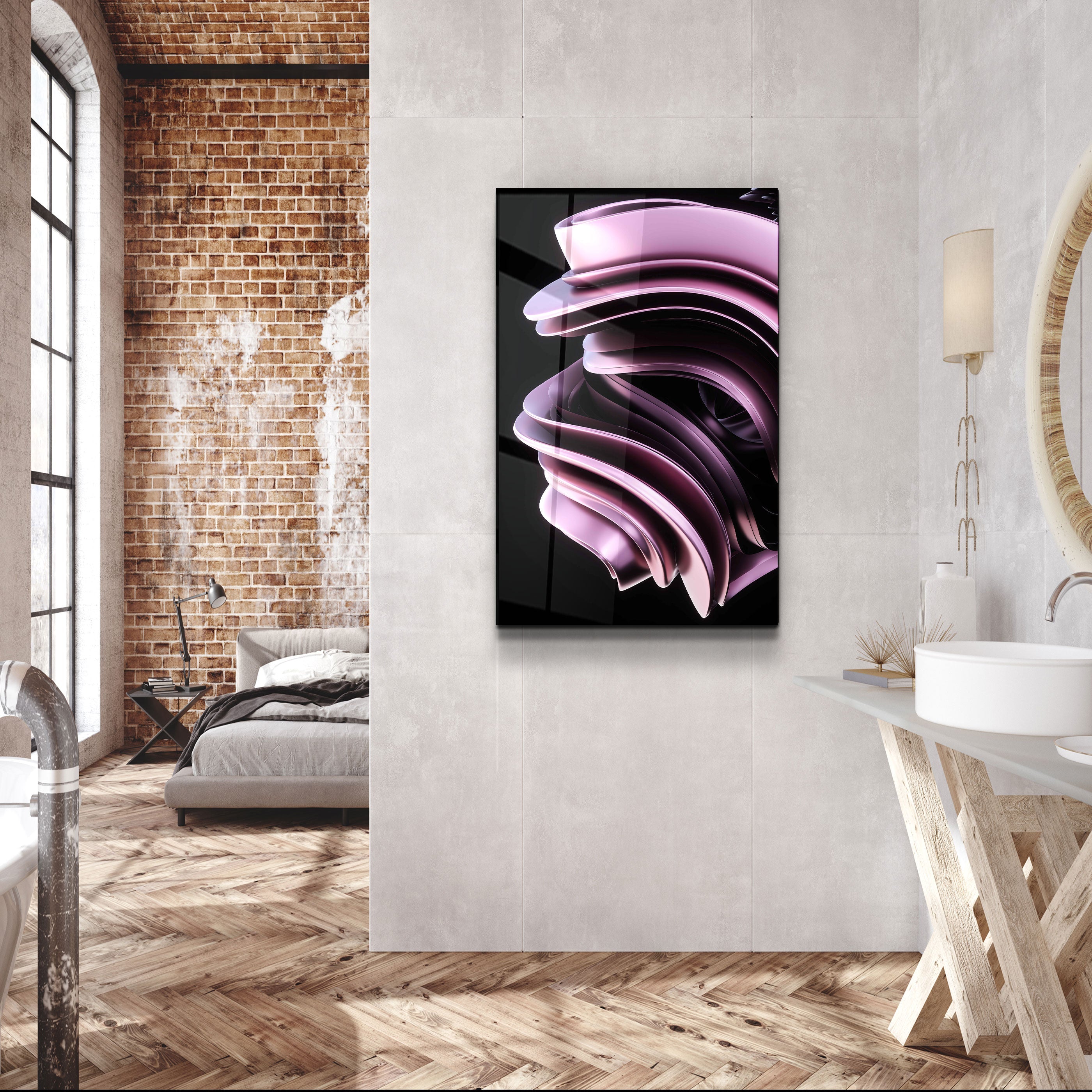 ・"Design moderne abstrait"・Art mural en verre de la collection du designer