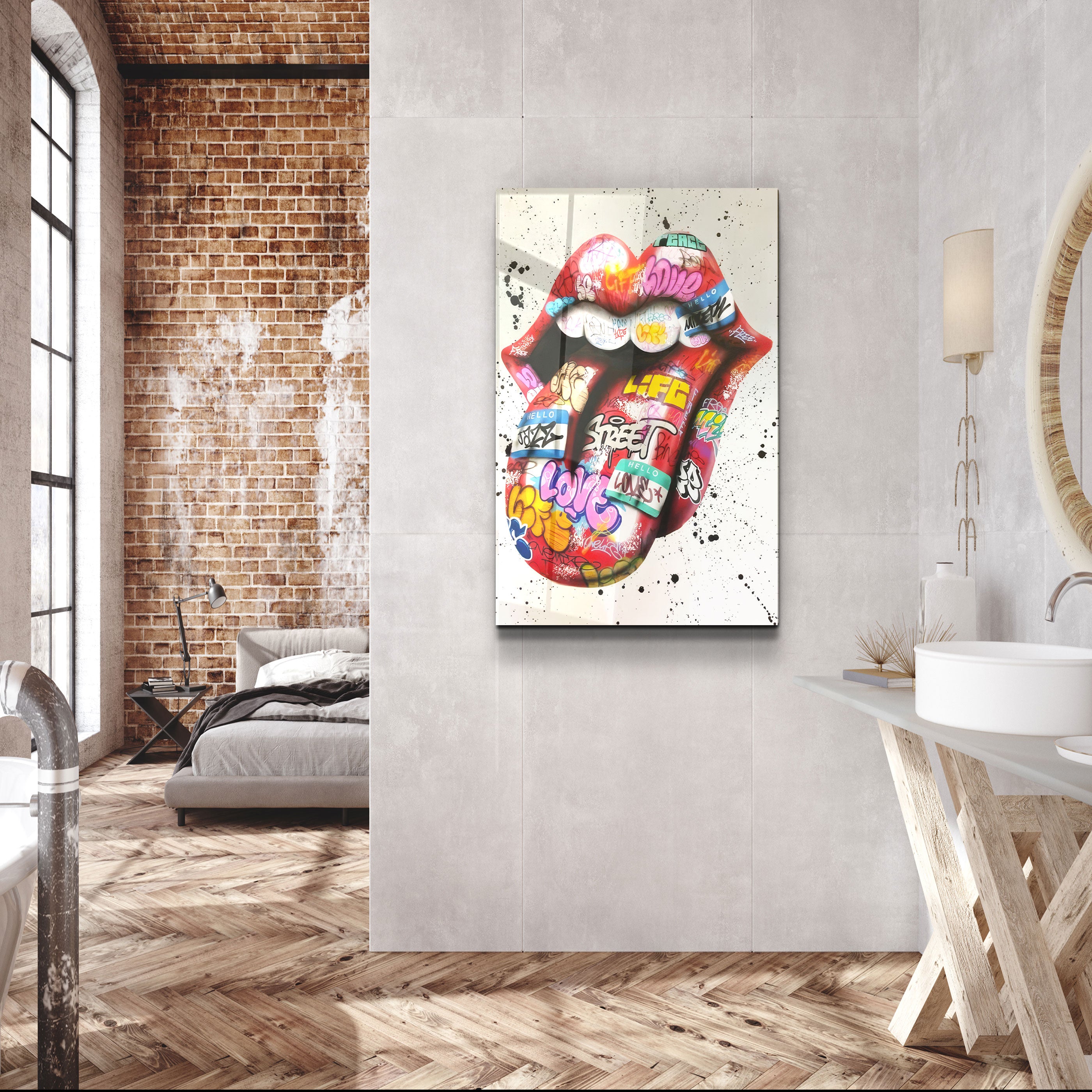 ・"Tongue - Red"・Designer's Collection Glass Wall Art