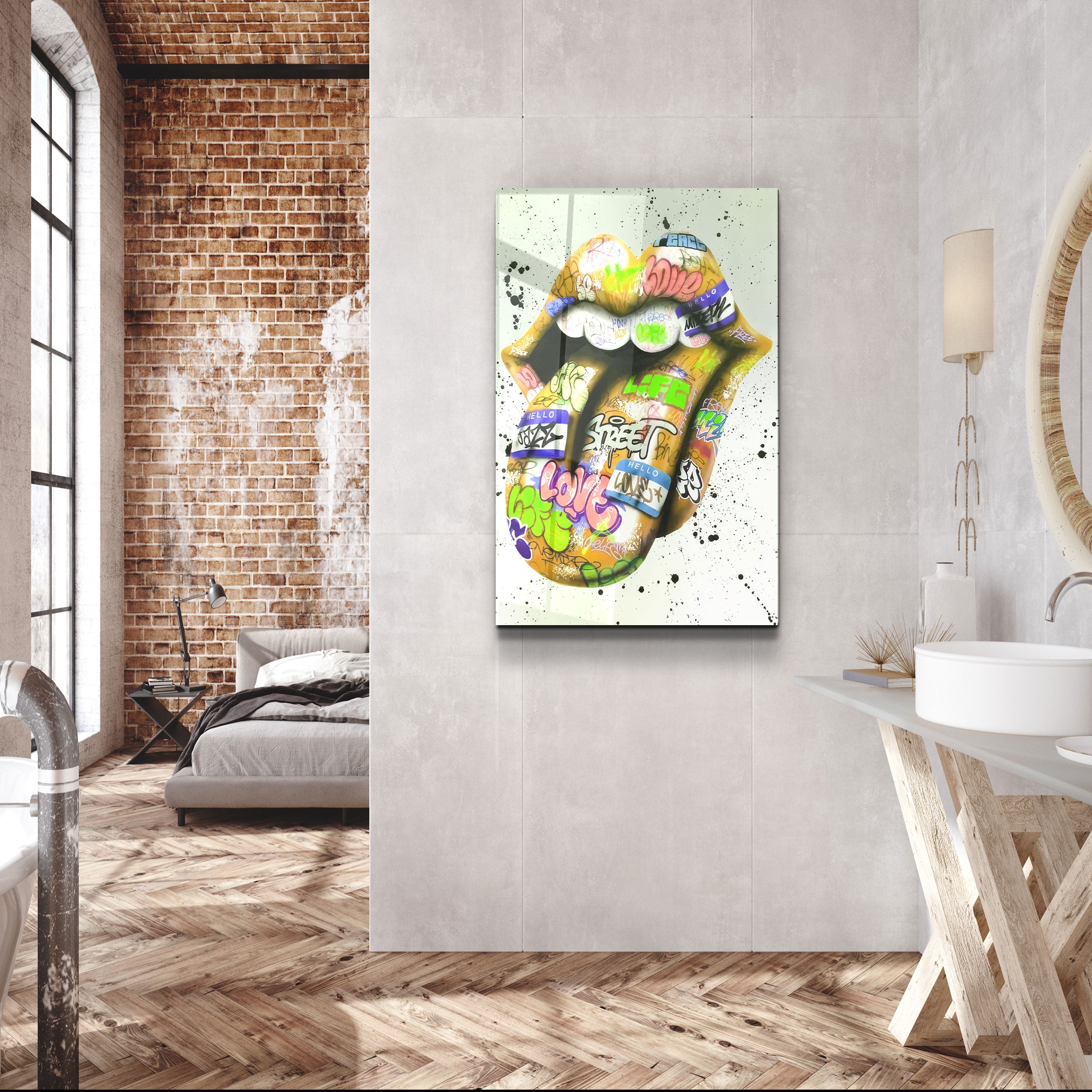 ・"Tongue - Mustard"・Designer's Collection Glass Wall Art