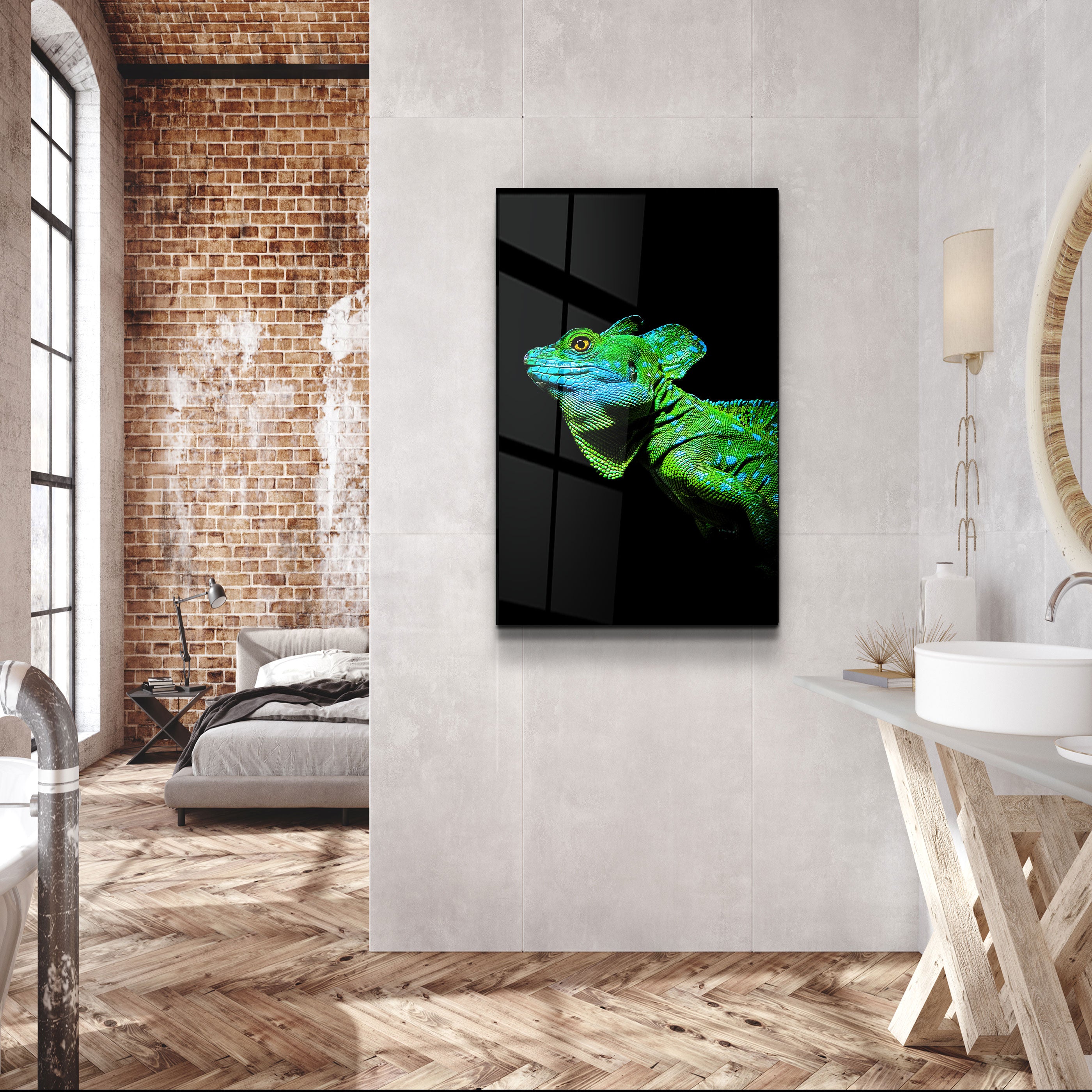 ・"Iguana Green"・Designer's Collection Glass Wall Art