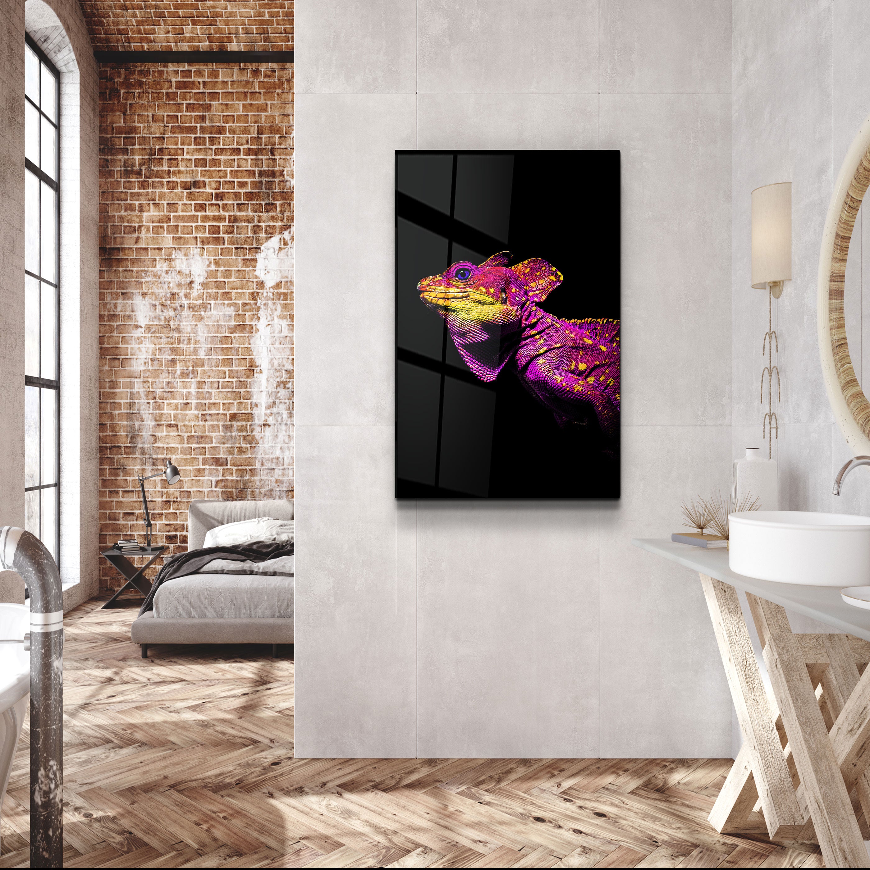 ・"Iguana Magenta"・Designer's Collection Glass Wall Art