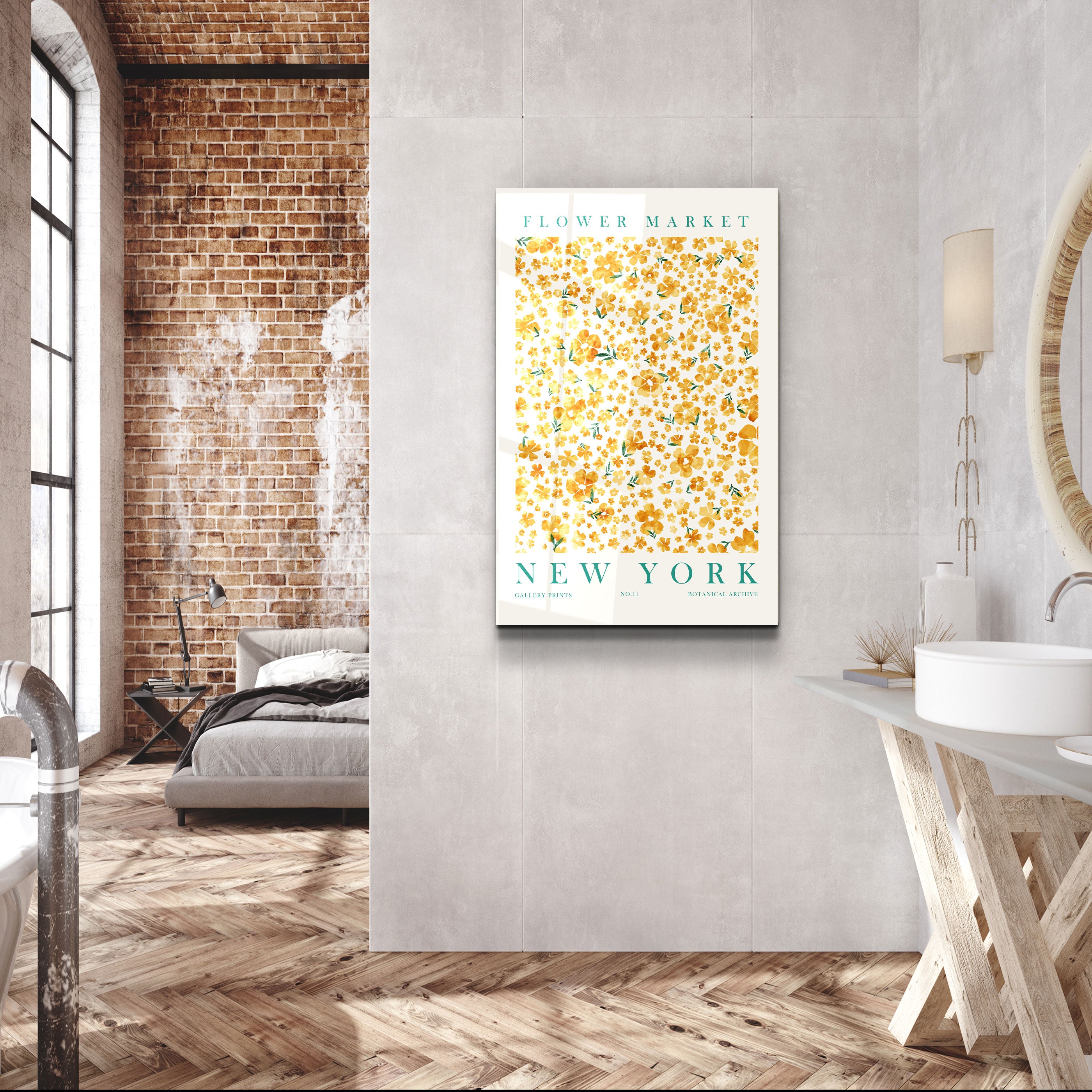 ・"Flower Market No:11 New York"・Gallery Print Collection Glass Wall Art