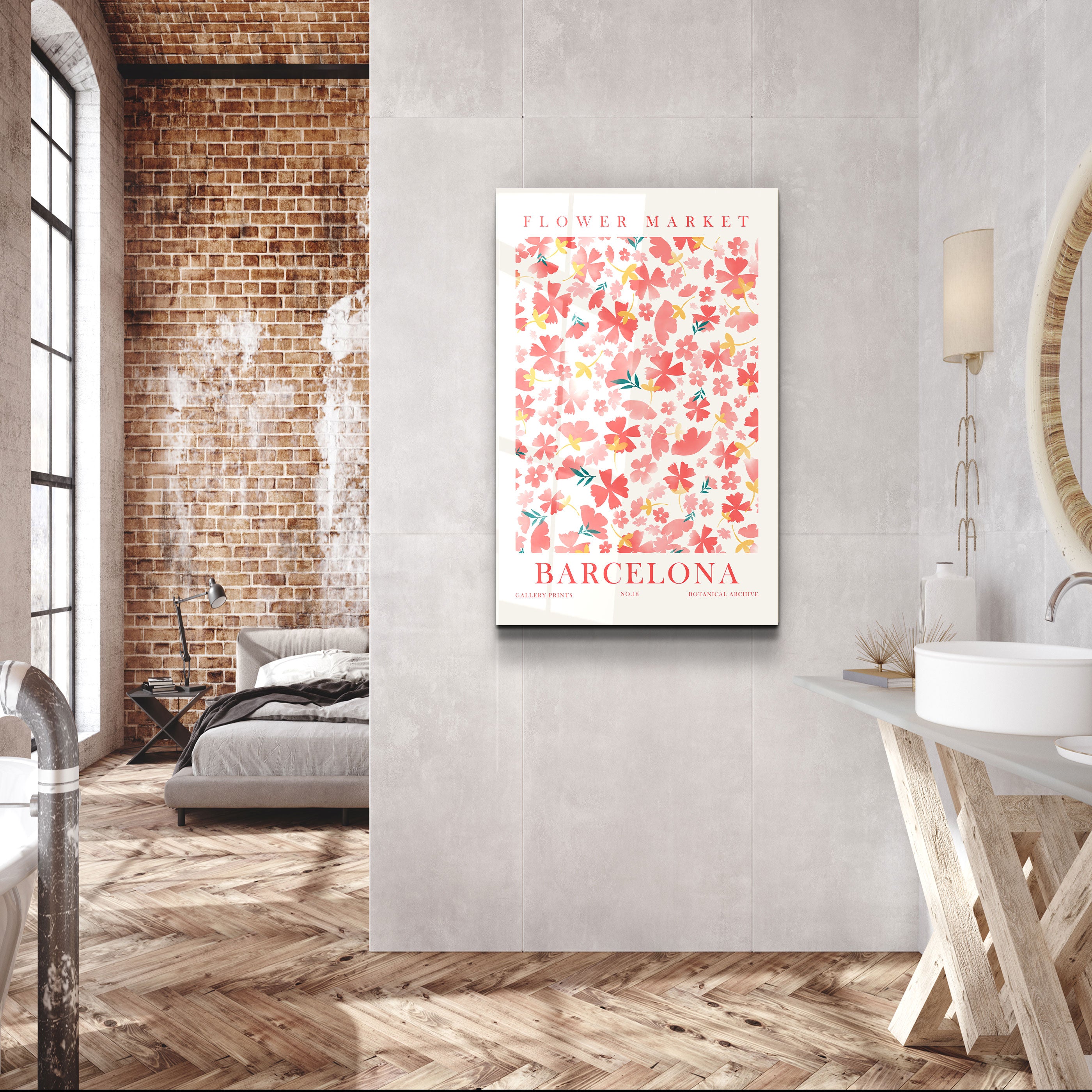 ・"Flower Market No:18 Barcelona"・Gallery Print Collection Glass Wall Art