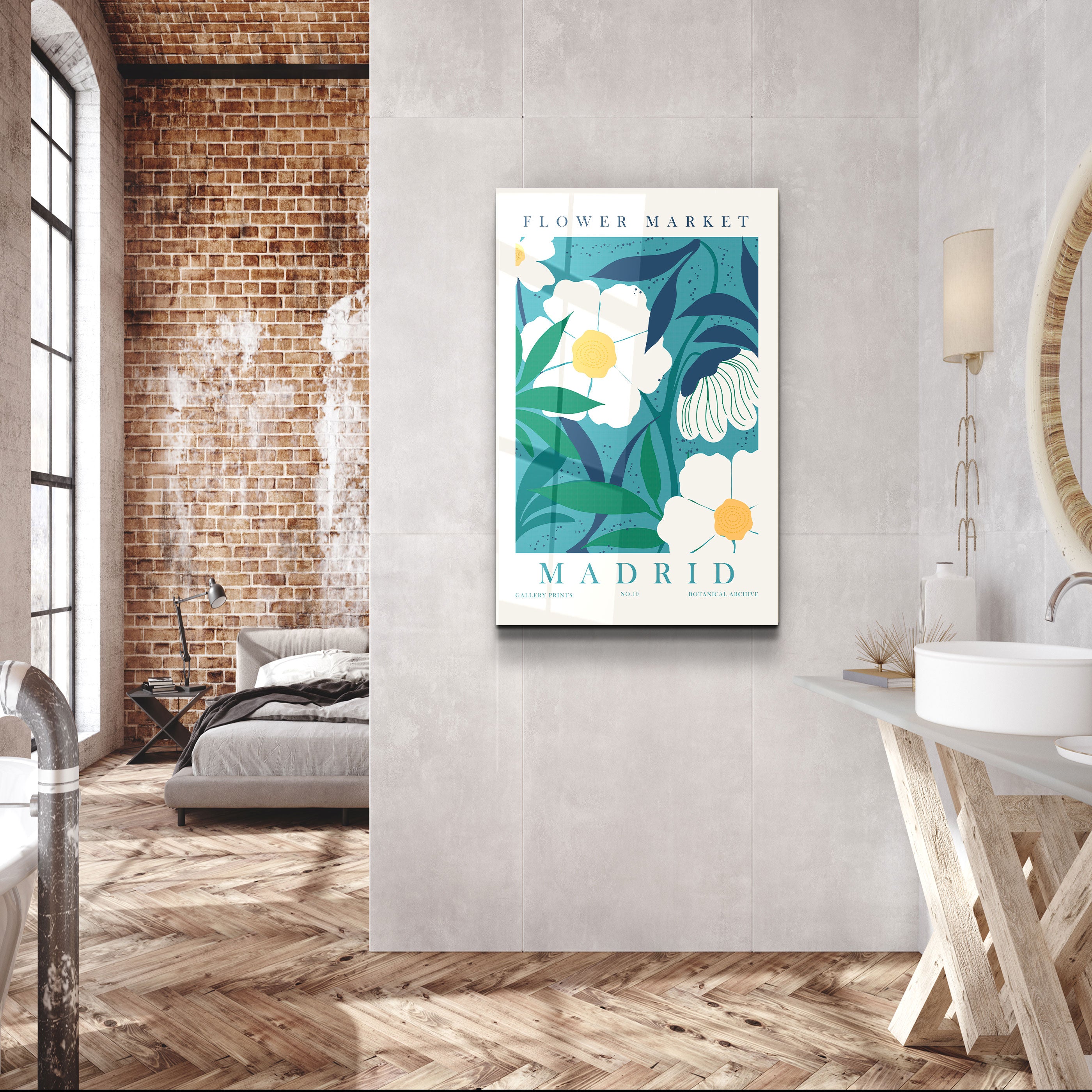 ・"Flower Market No:10 Madrid"・Gallery Print Collection Glass Wall Art