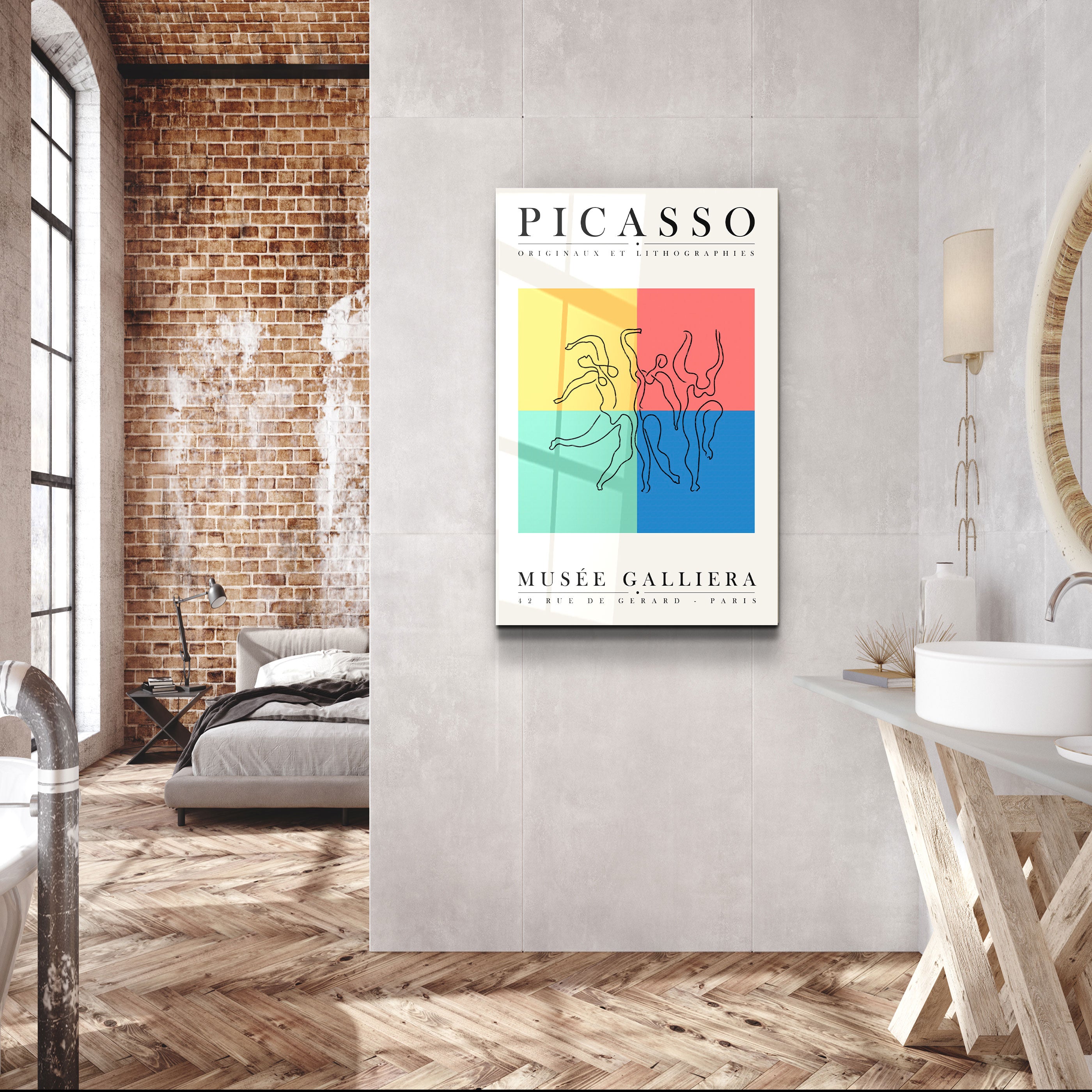 ・"Pablo Picasso - Originaux Et Lithographies"・Gallery Print Collection Glass Wall Art