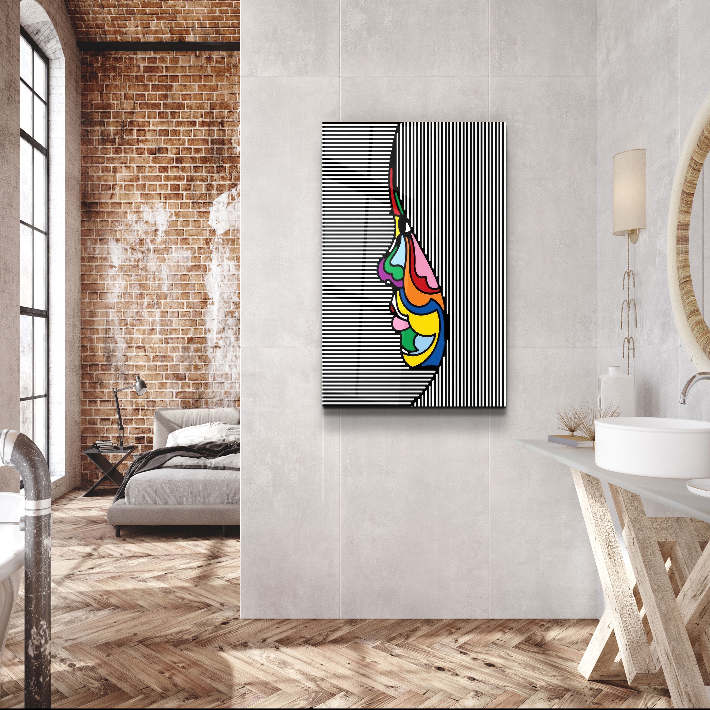 ・"Lines and Face"・Designer's Collection Glass Wall Art