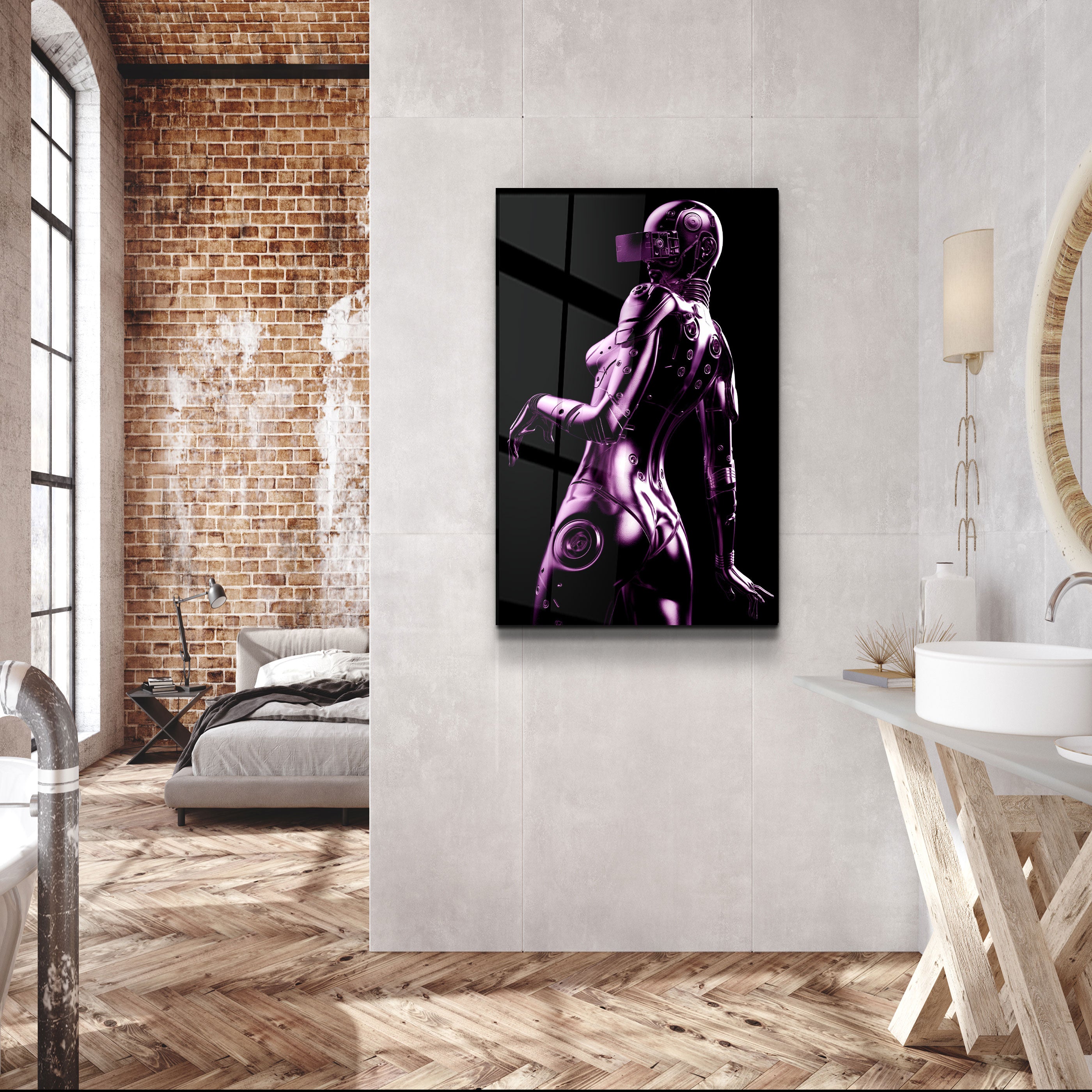 ・"Robo Girl Metalic Purple"・Designer's Collection Glass Wall Art