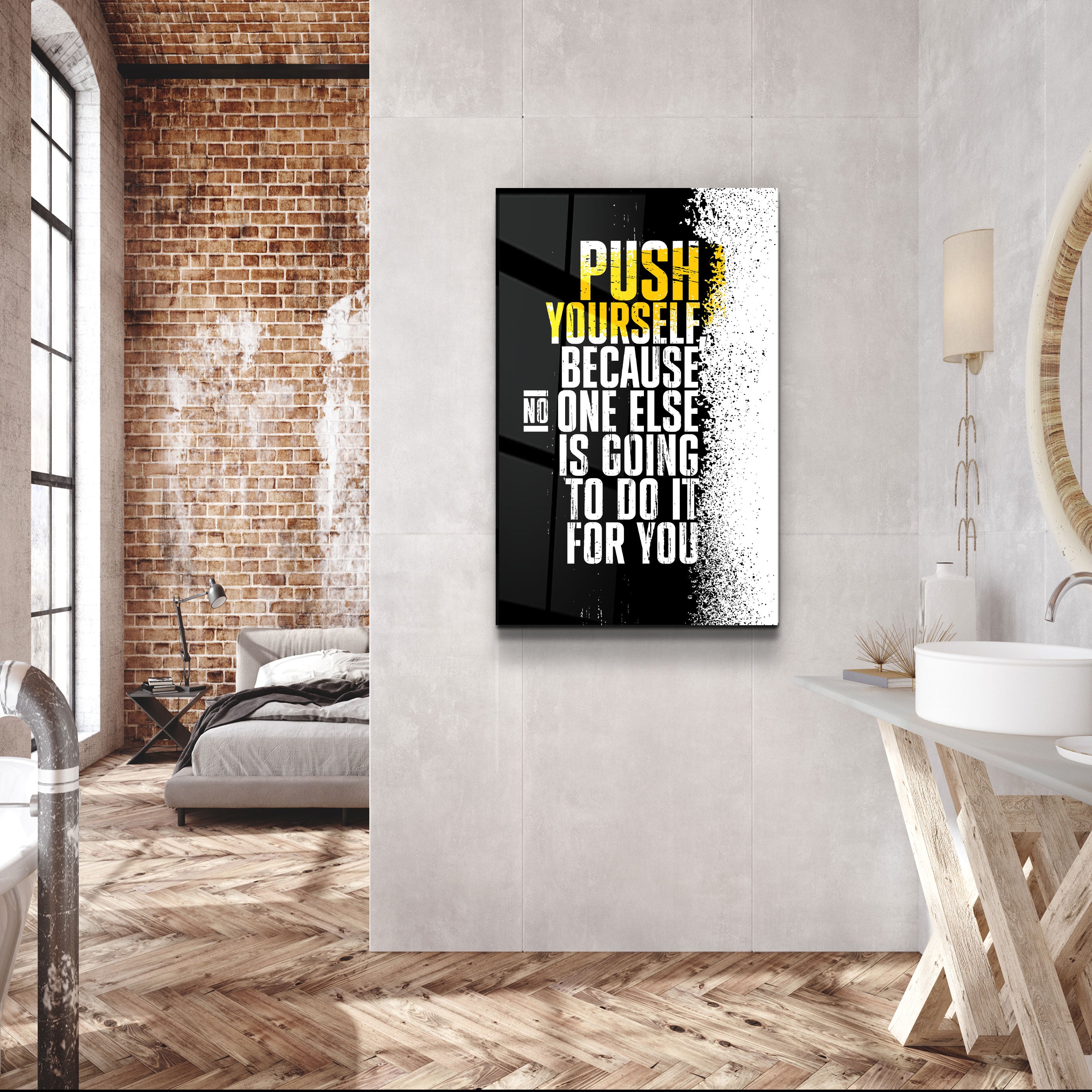 ・"Push Yourself"・Designer's Collection Glass Wall Art