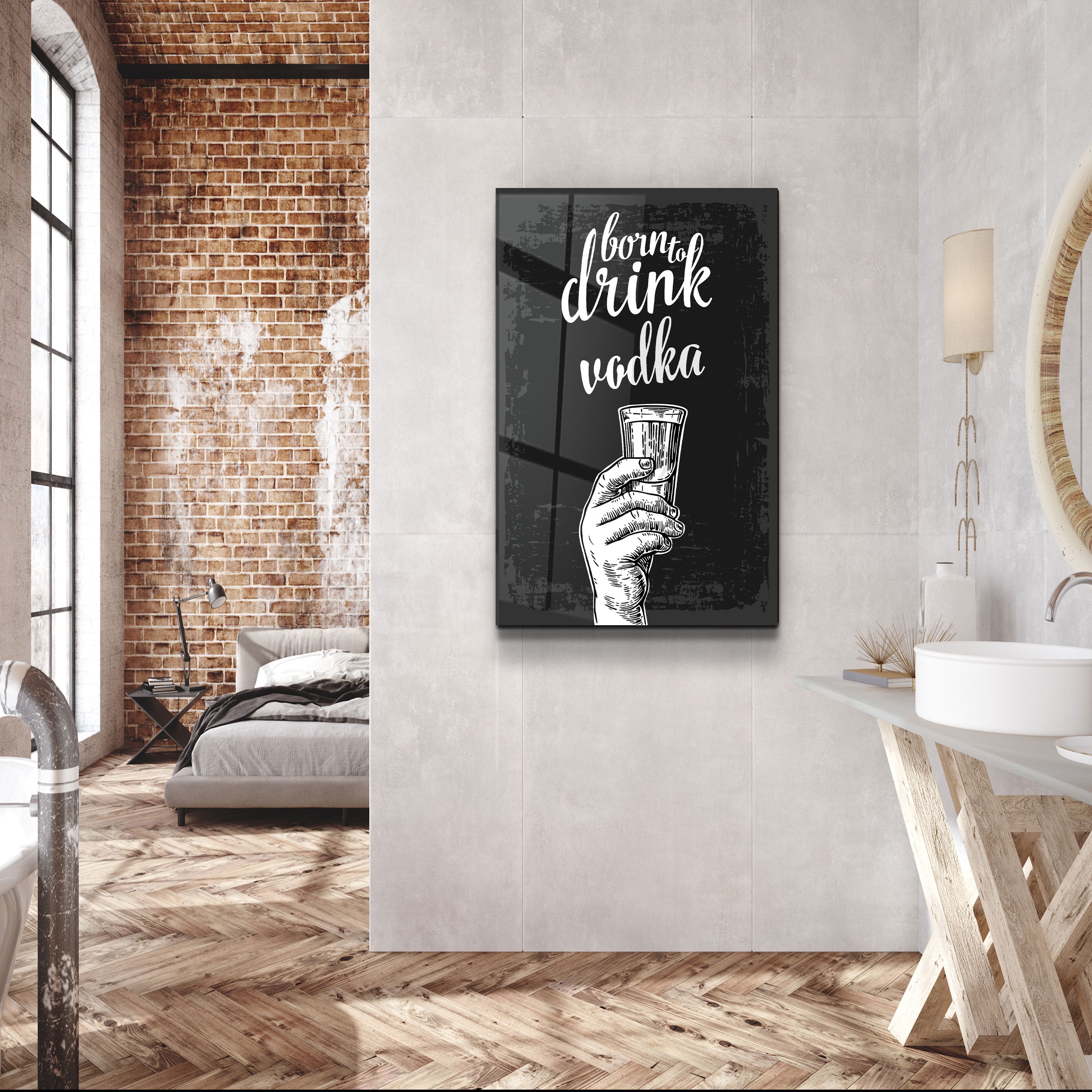 ・"Né pour boire - Vodka"・Art mural en verre