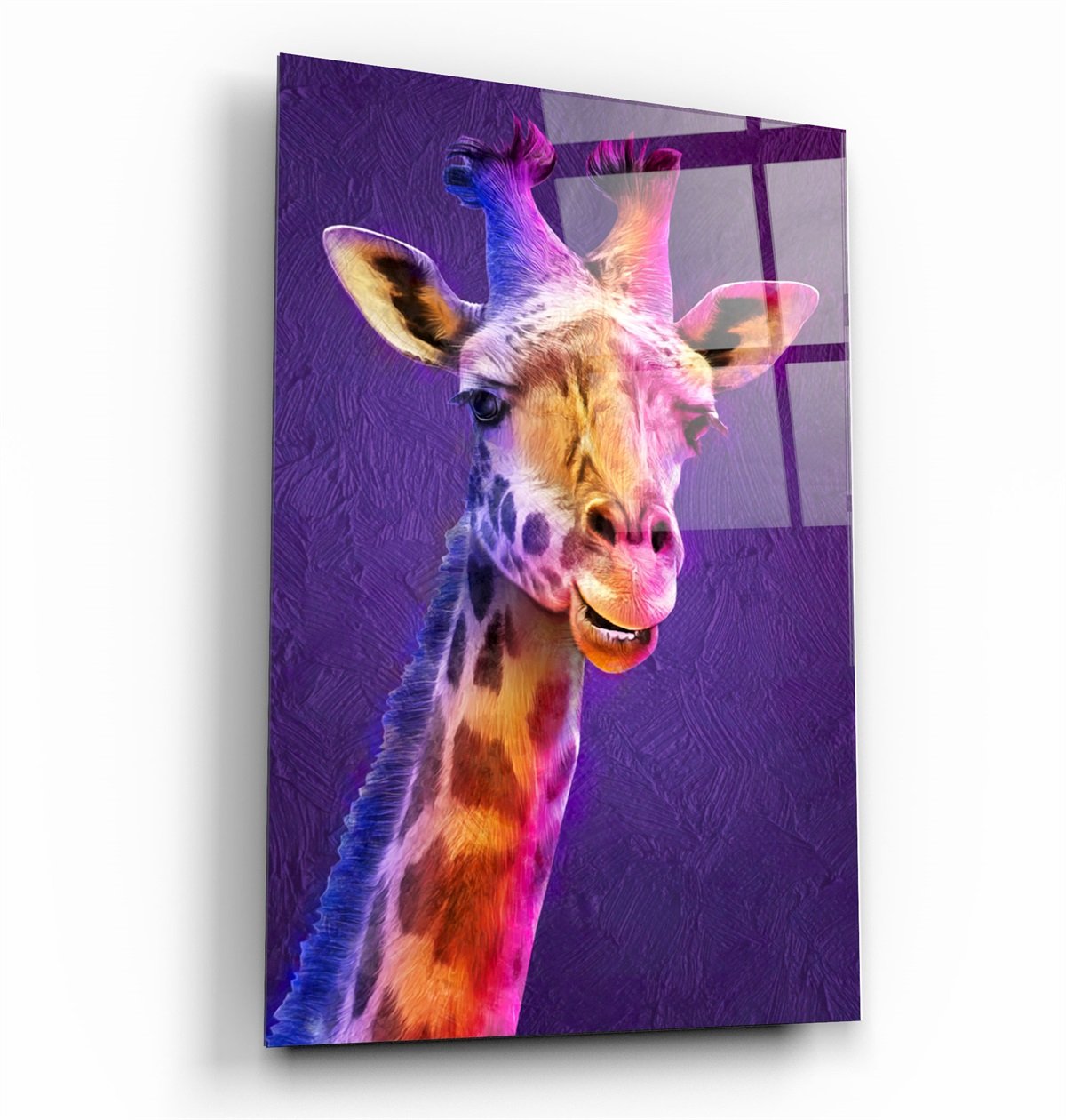 ・"Purple Giraffe"・Glass Wall Art