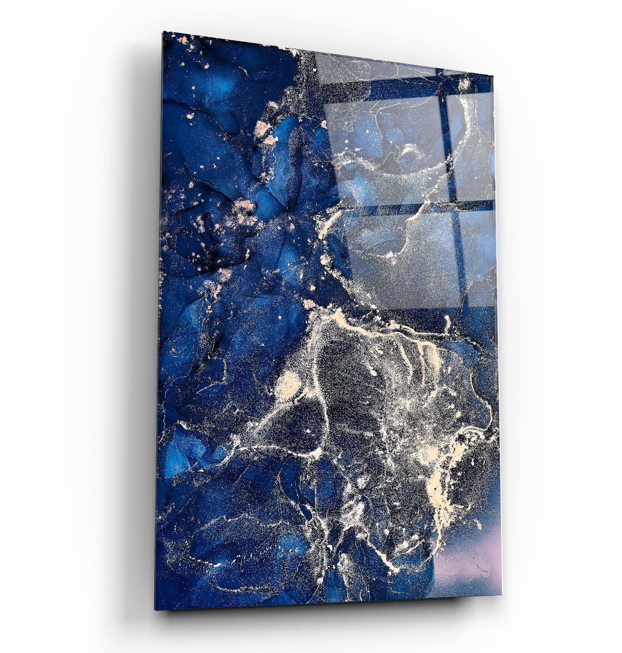 ・"Dark Blue Wave Pattern"・Glass Wall Art