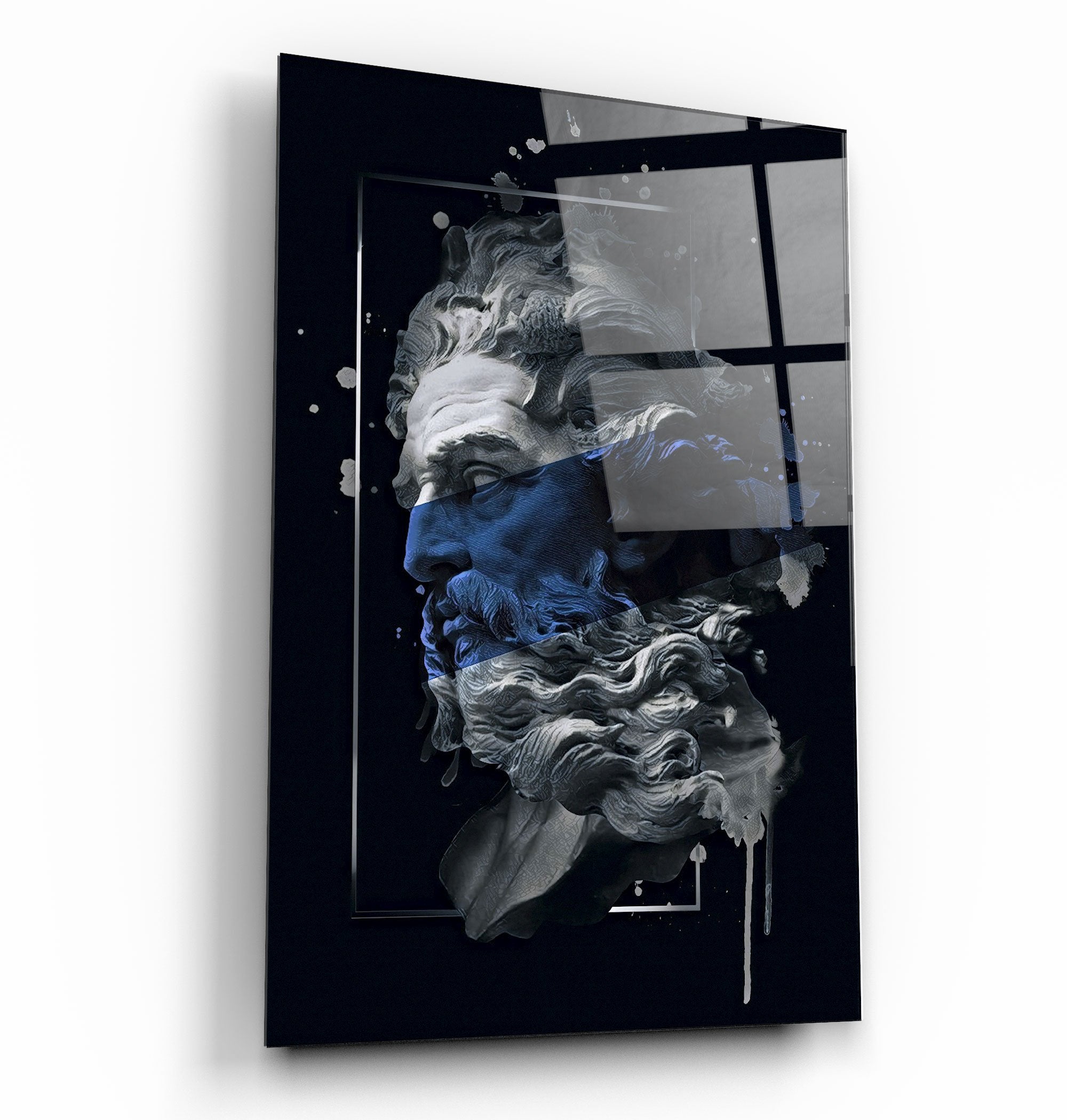 ・"Abstract Blue Poseidon"・Glass Wall Art
