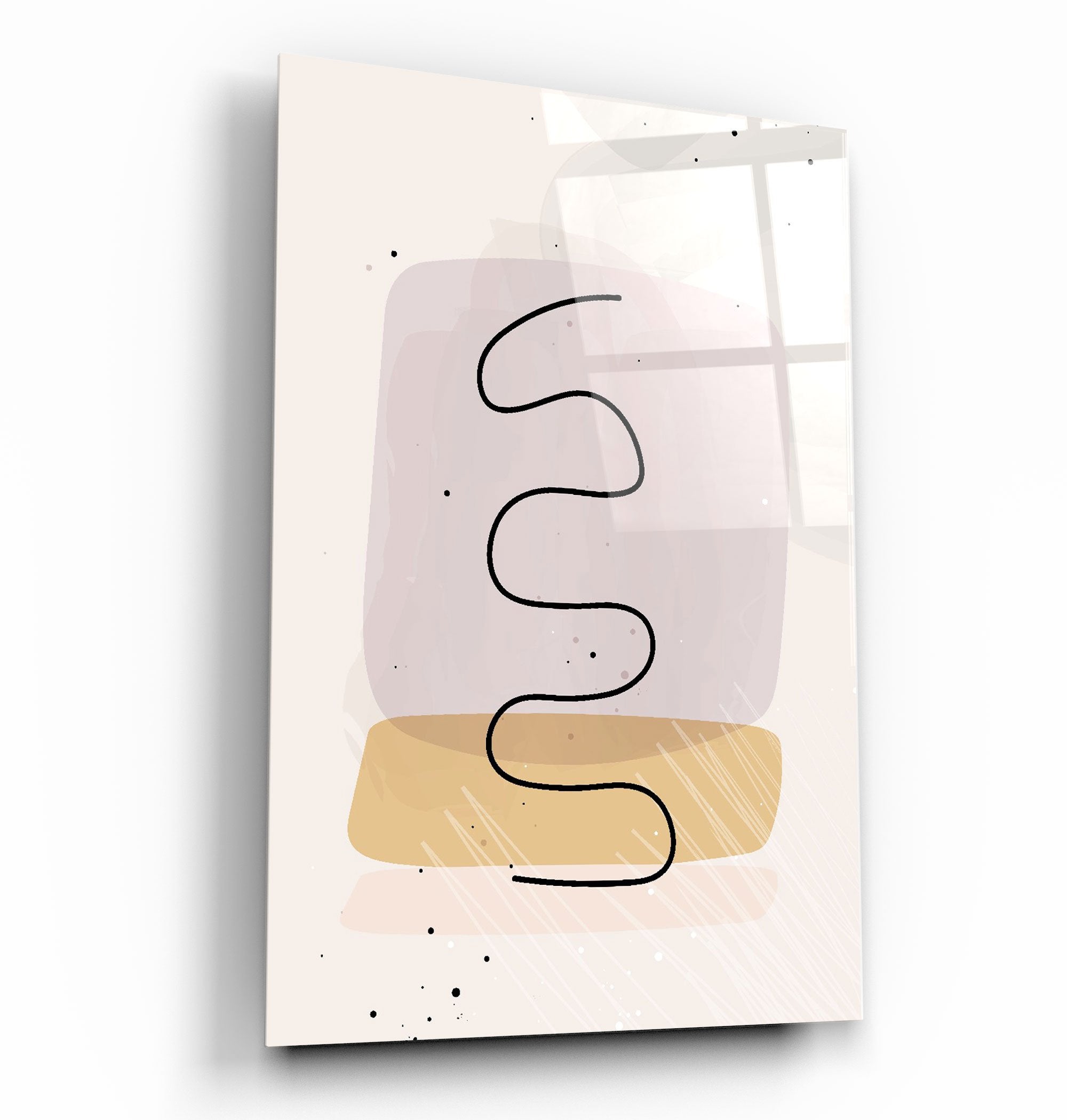 ・"Abstract Shapes and Line V3"・Glass Wall Art