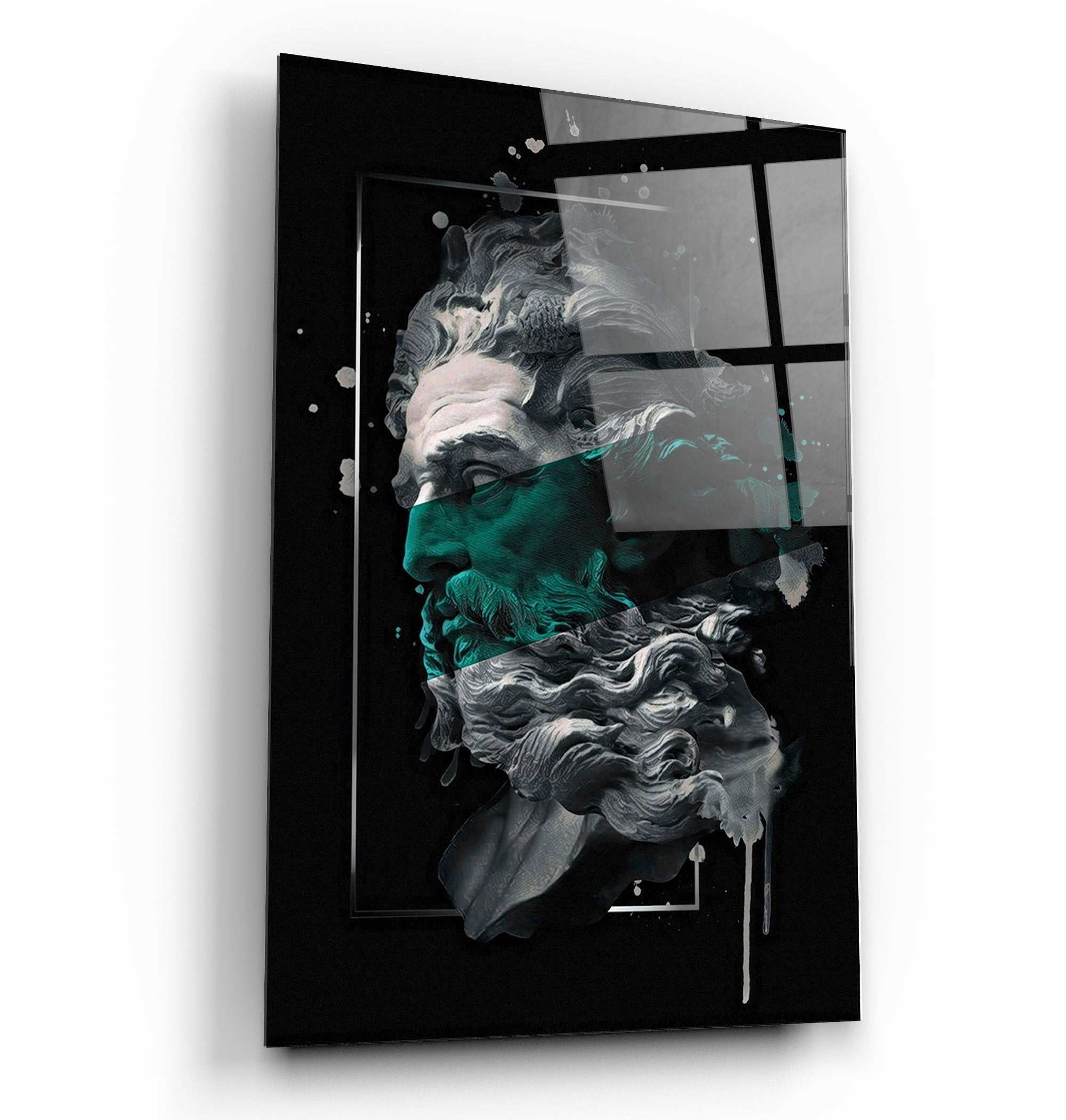 ・"Abstract Green Poseidon"・Glass Wall Art