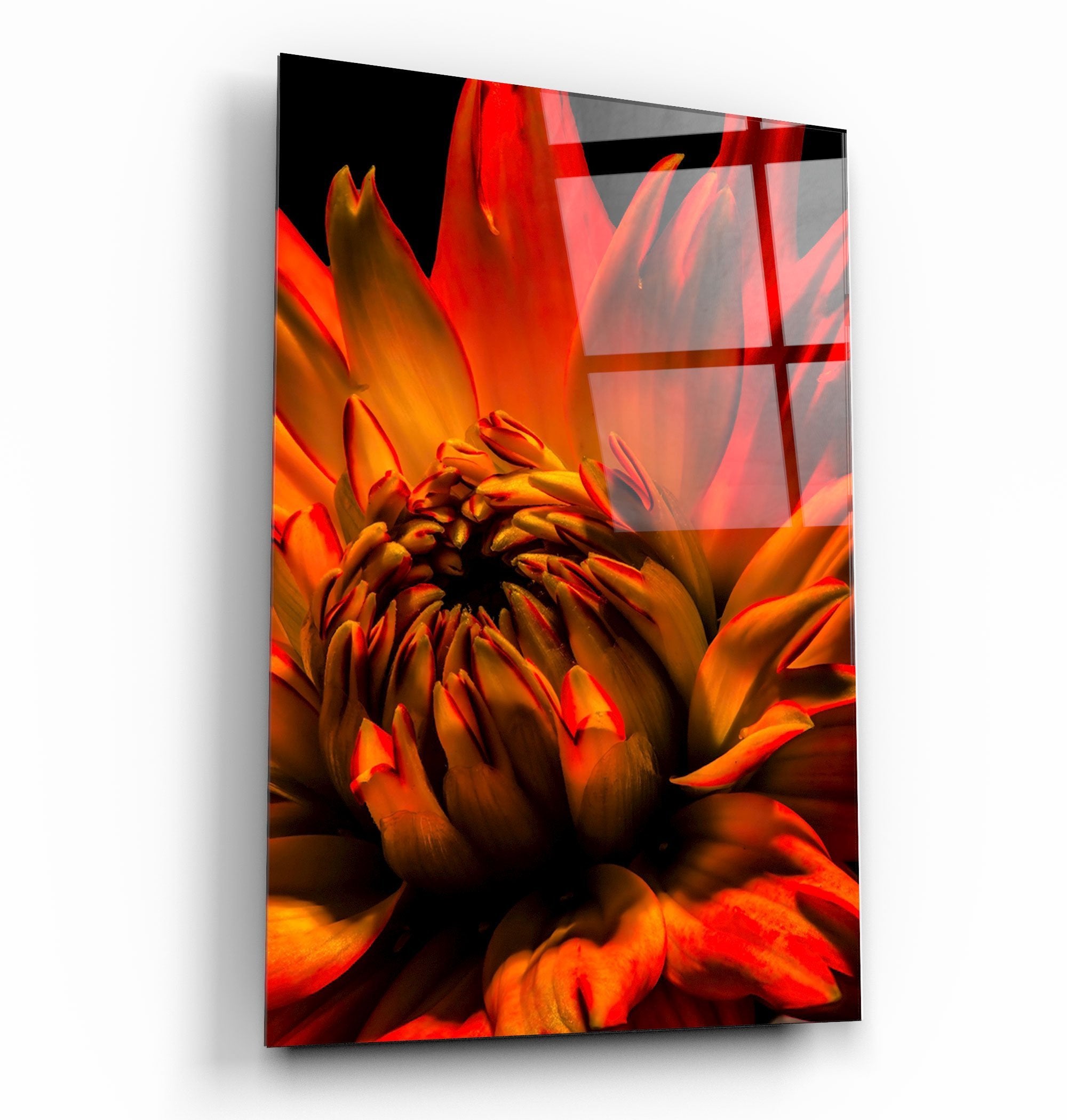 ・« Marguerite orange »・Art mural en verre