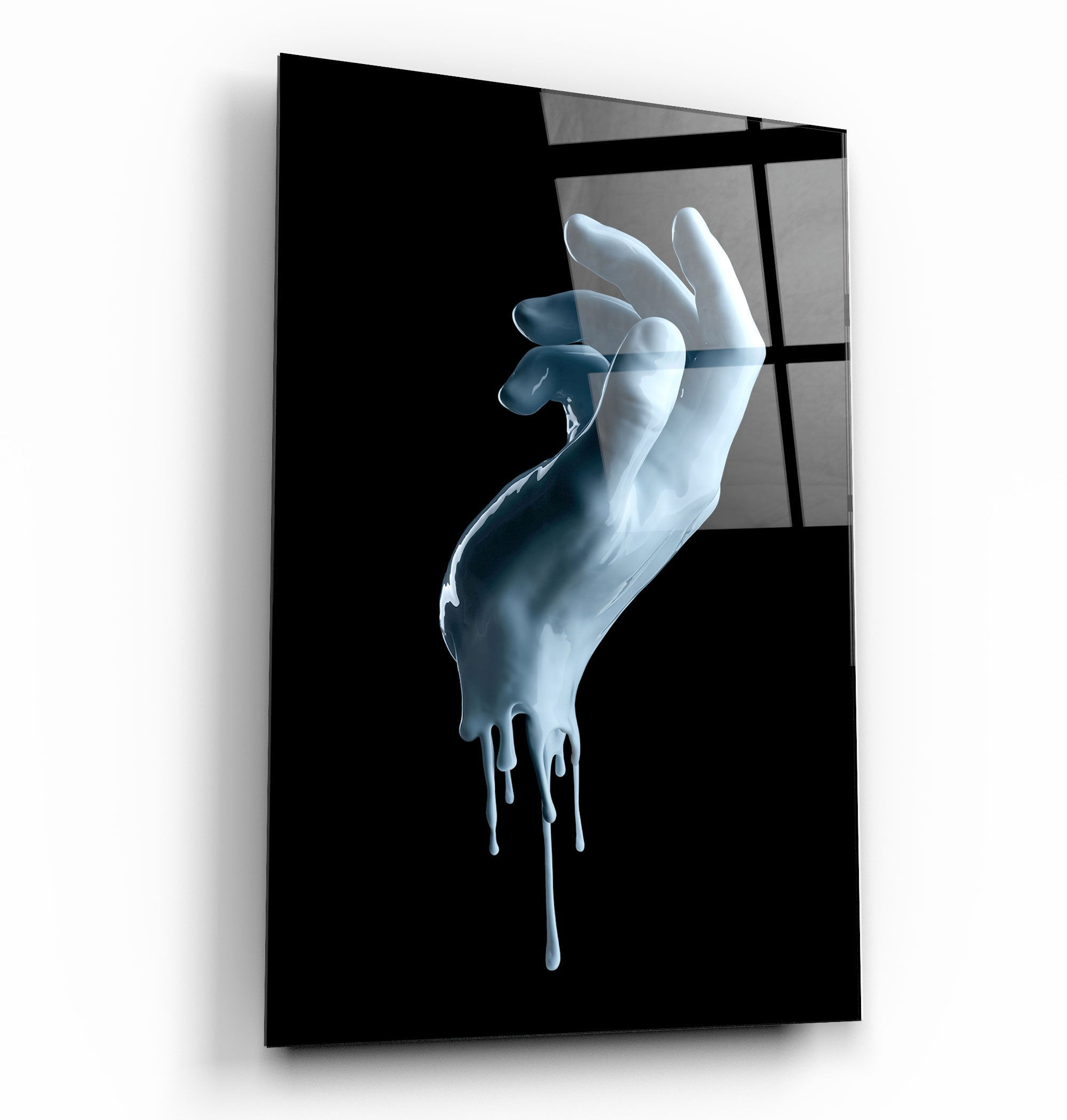 ・"Blue Hand"・Glass Wall Art