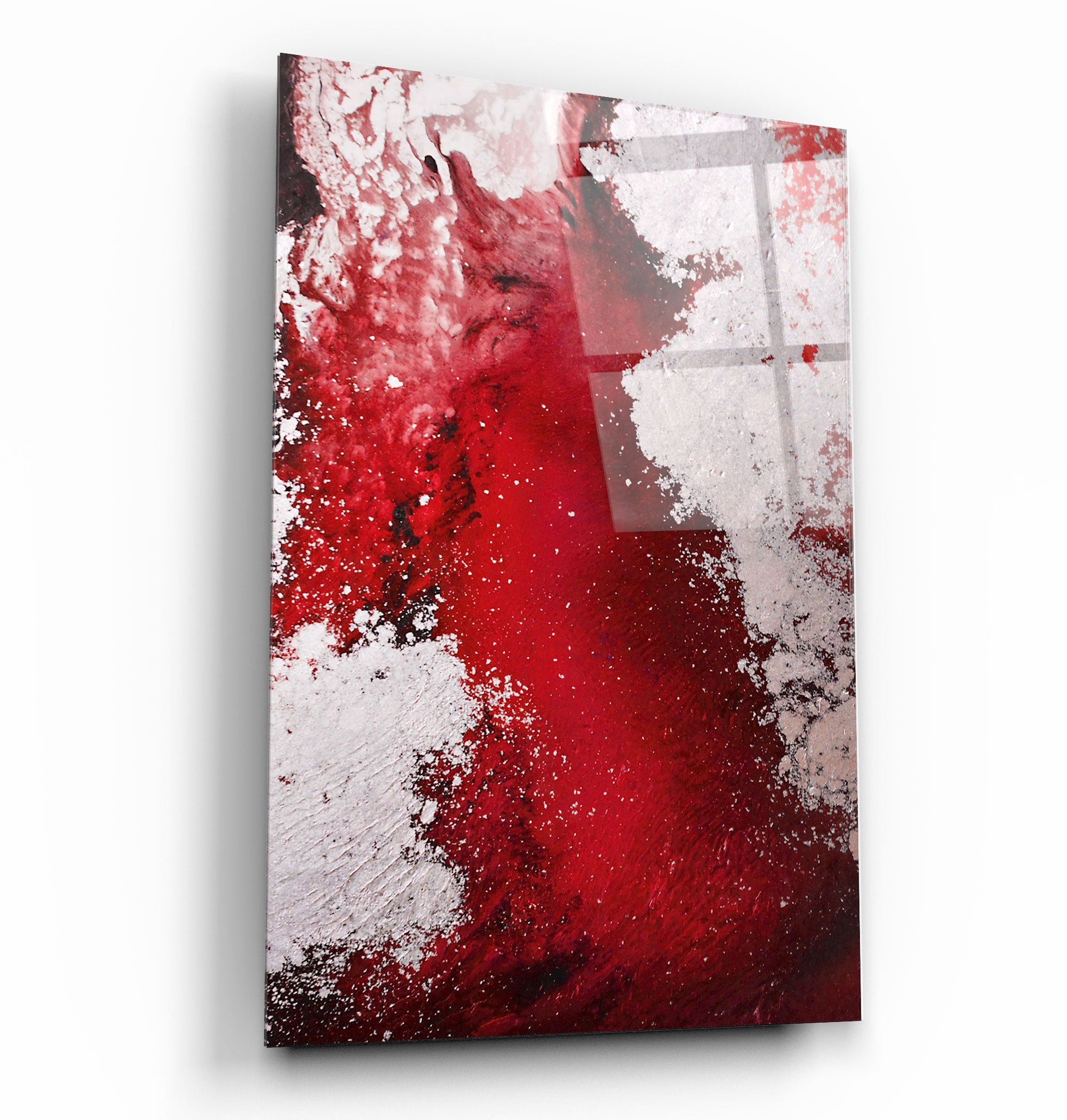 ・"Oeil d'oiseau en rouge V3"・Art mural en verre