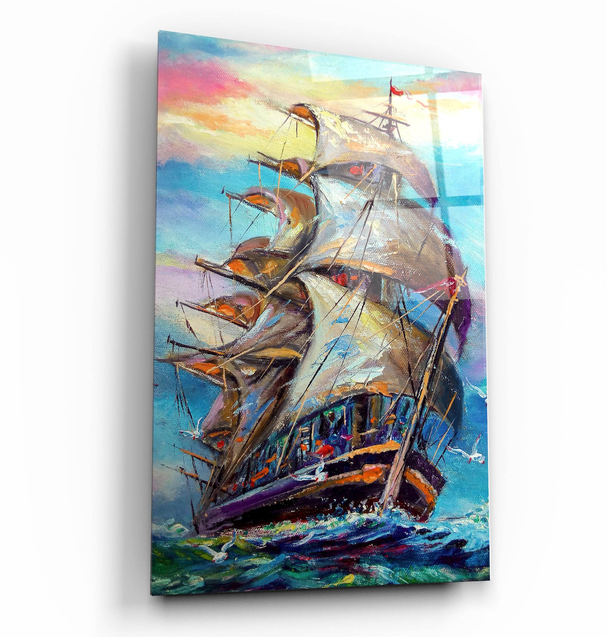 ・"Galleon"・Glass Wall Art