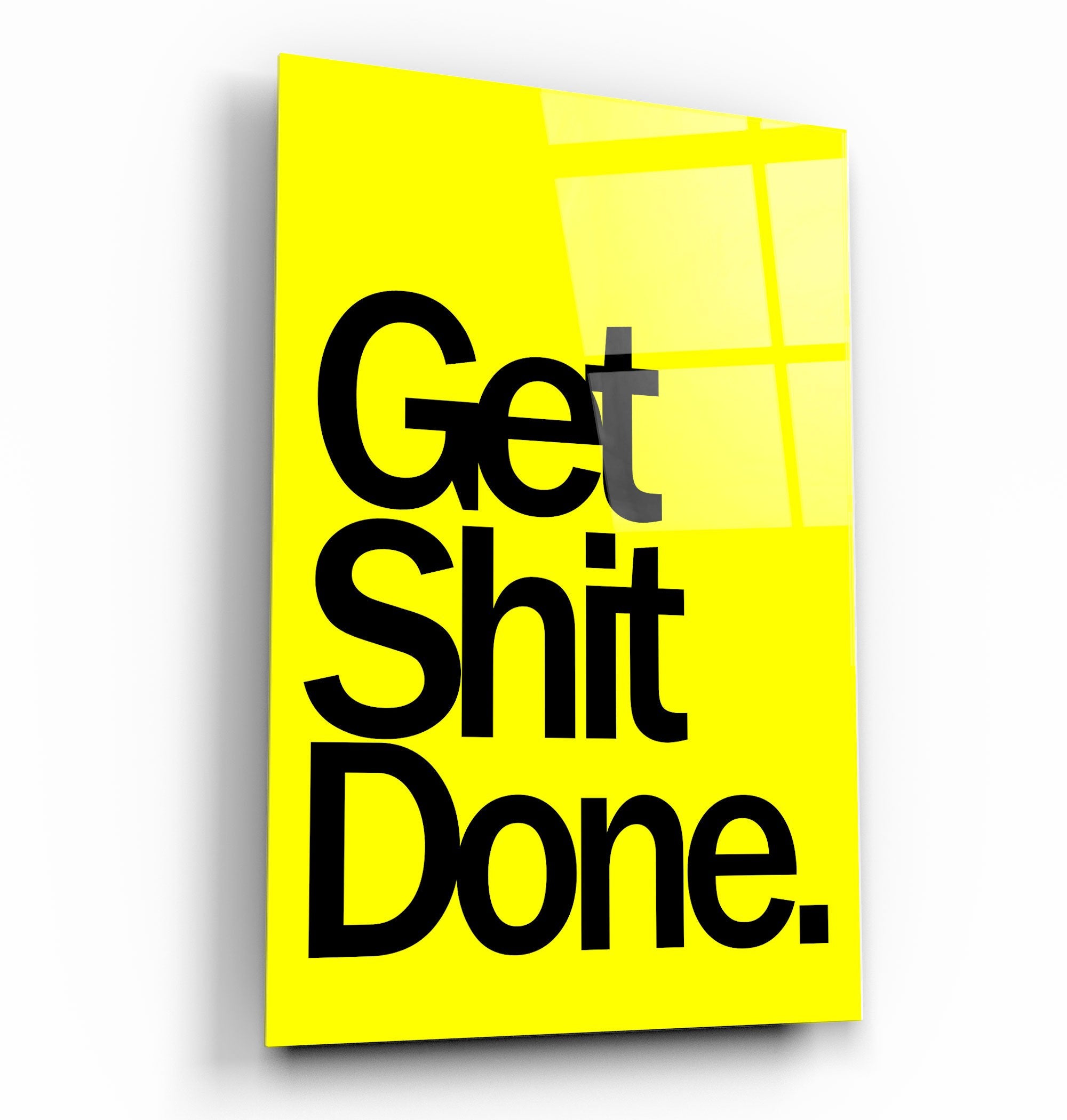・"Get X Done Yellow"・Designers Collection Glass Wall Art