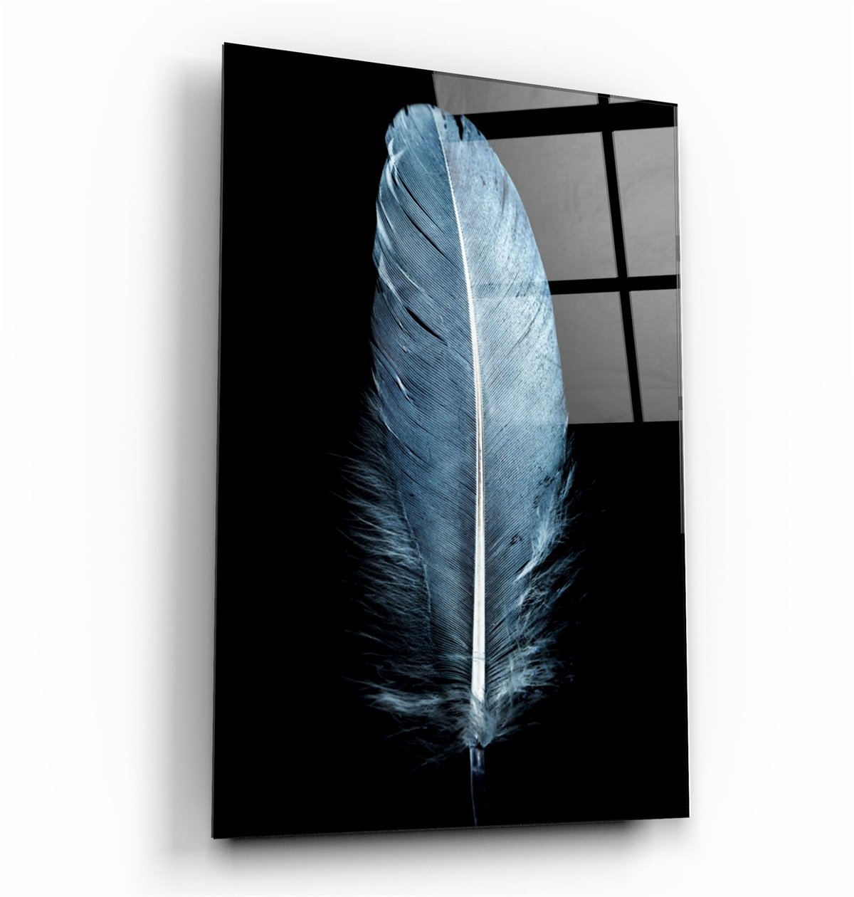 ・"Blue Feather"・Glass Wall Art