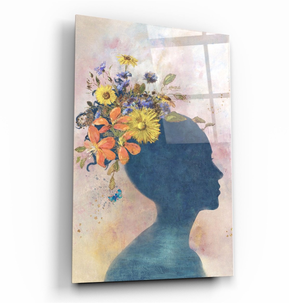 ・"Abstract Women and Flowers"・Glass Wall Art