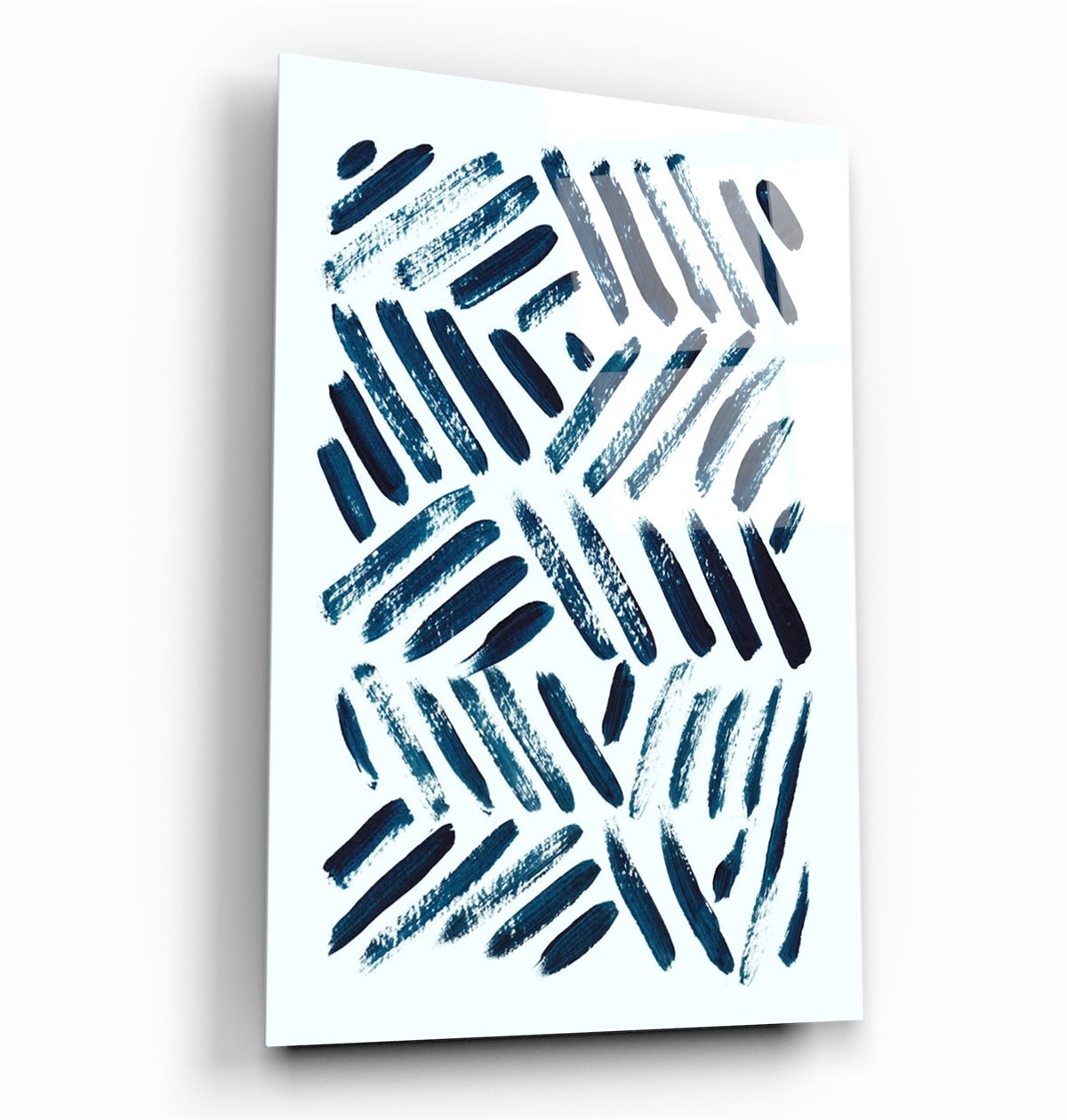 ・"Blue Brush Marks"・Glass Wall Art