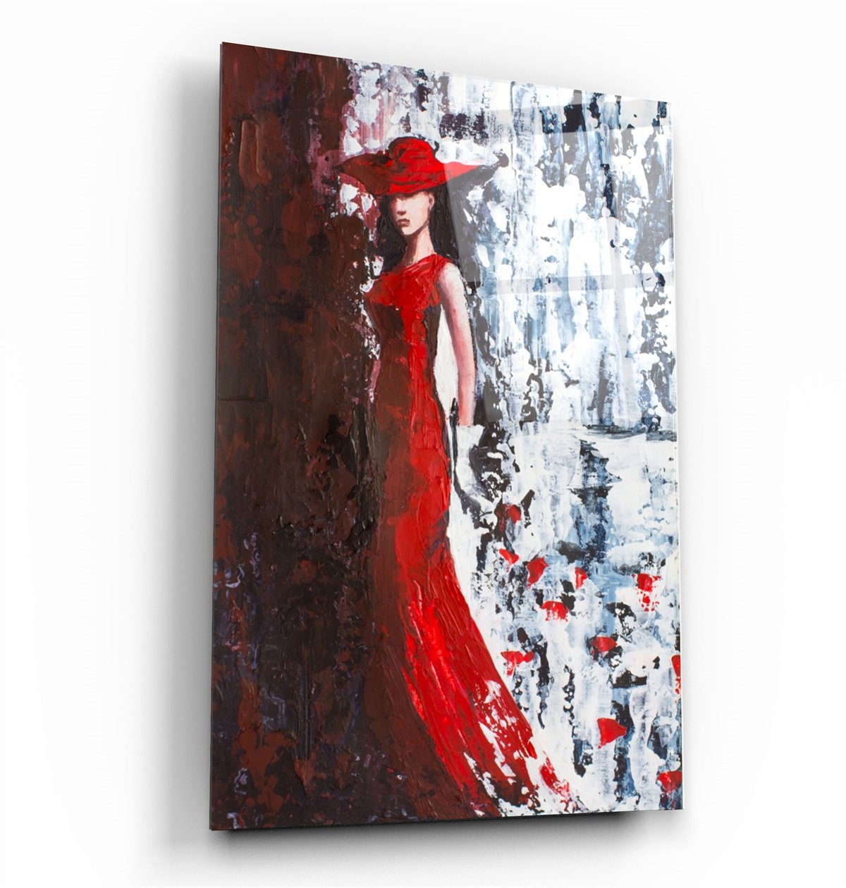 ・"Lady in Red"・Glass Wall Art