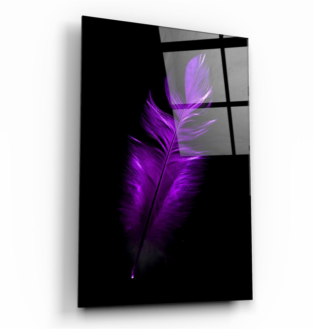 ・"Purple Feather"・Glass Wall Art