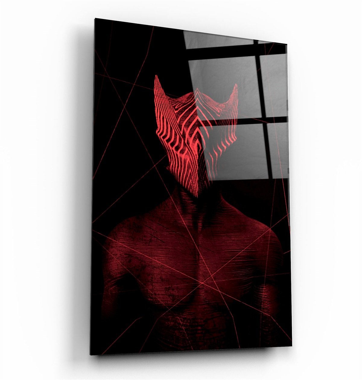 ・"Abstract Masked Man V2"・Glass Wall Art