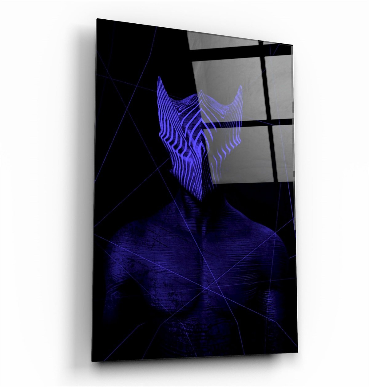 ・"Homme masqué abstrait V6"・Art mural en verre