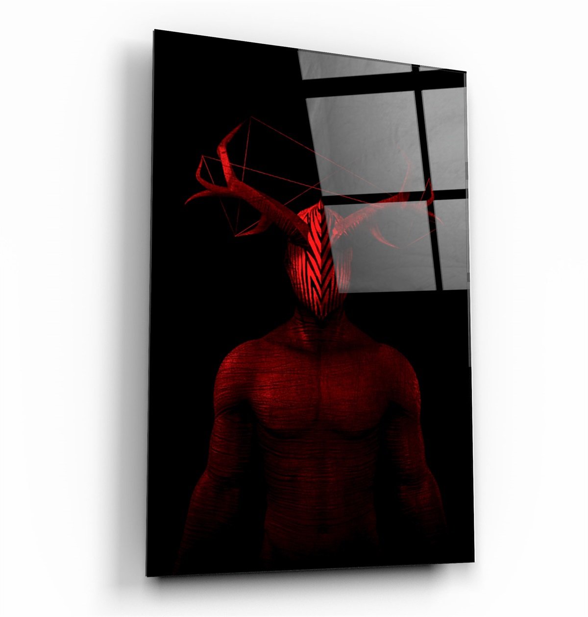 ・"Abstract Masked Man V8"・Glass Wall Art