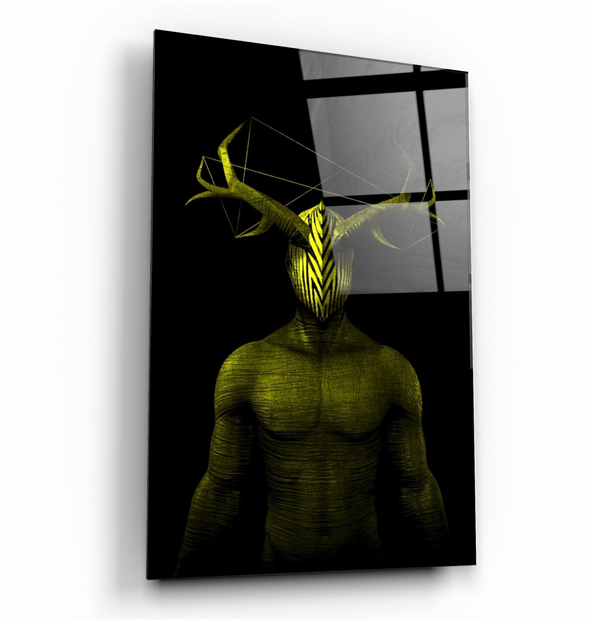 ・"Abstract Masked Man V9"・Glass Wall Art