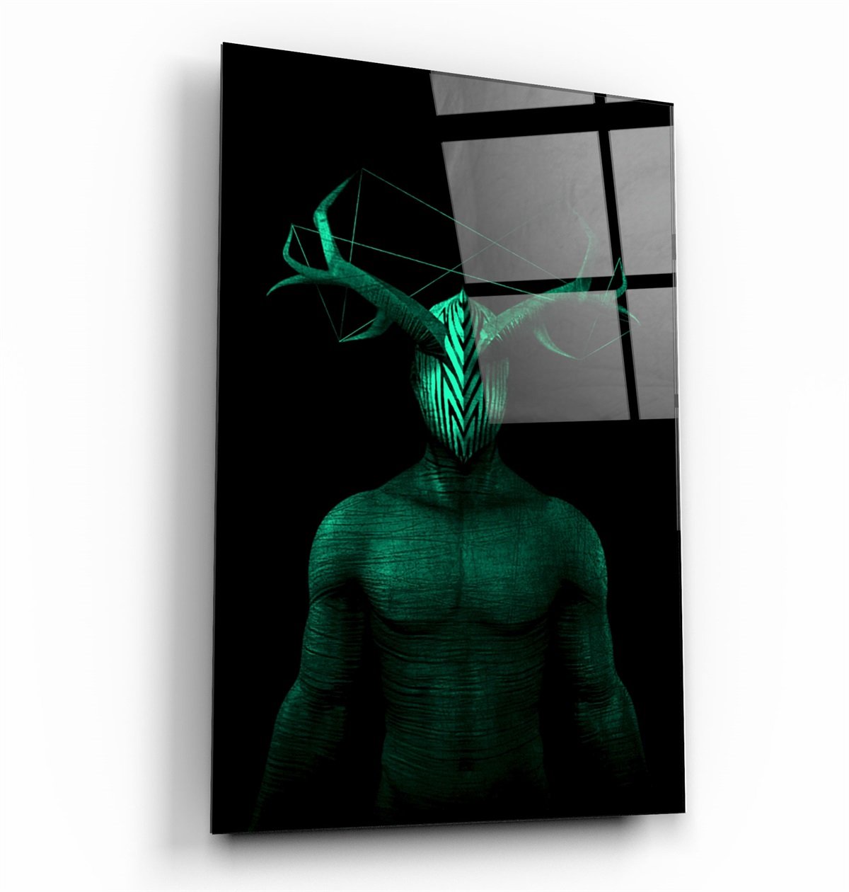 ・"Abstract Masked Man V10"・Glass Wall Art