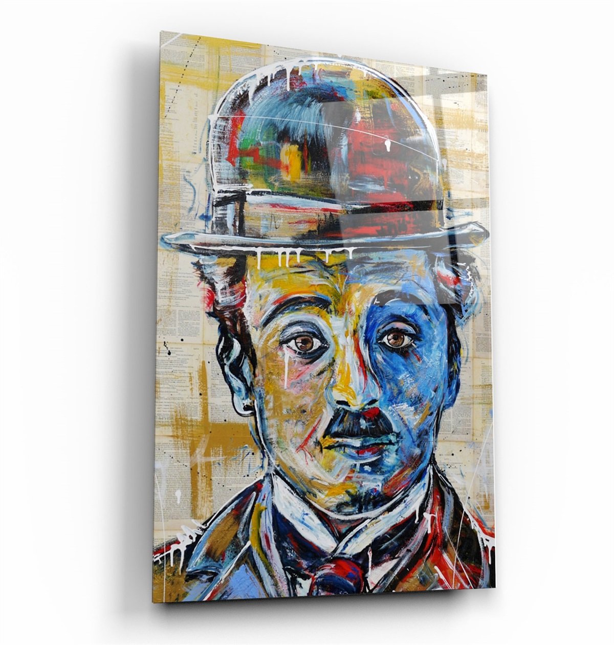 ・"Abstract Chaplin Portrait"・Glass Wall Art