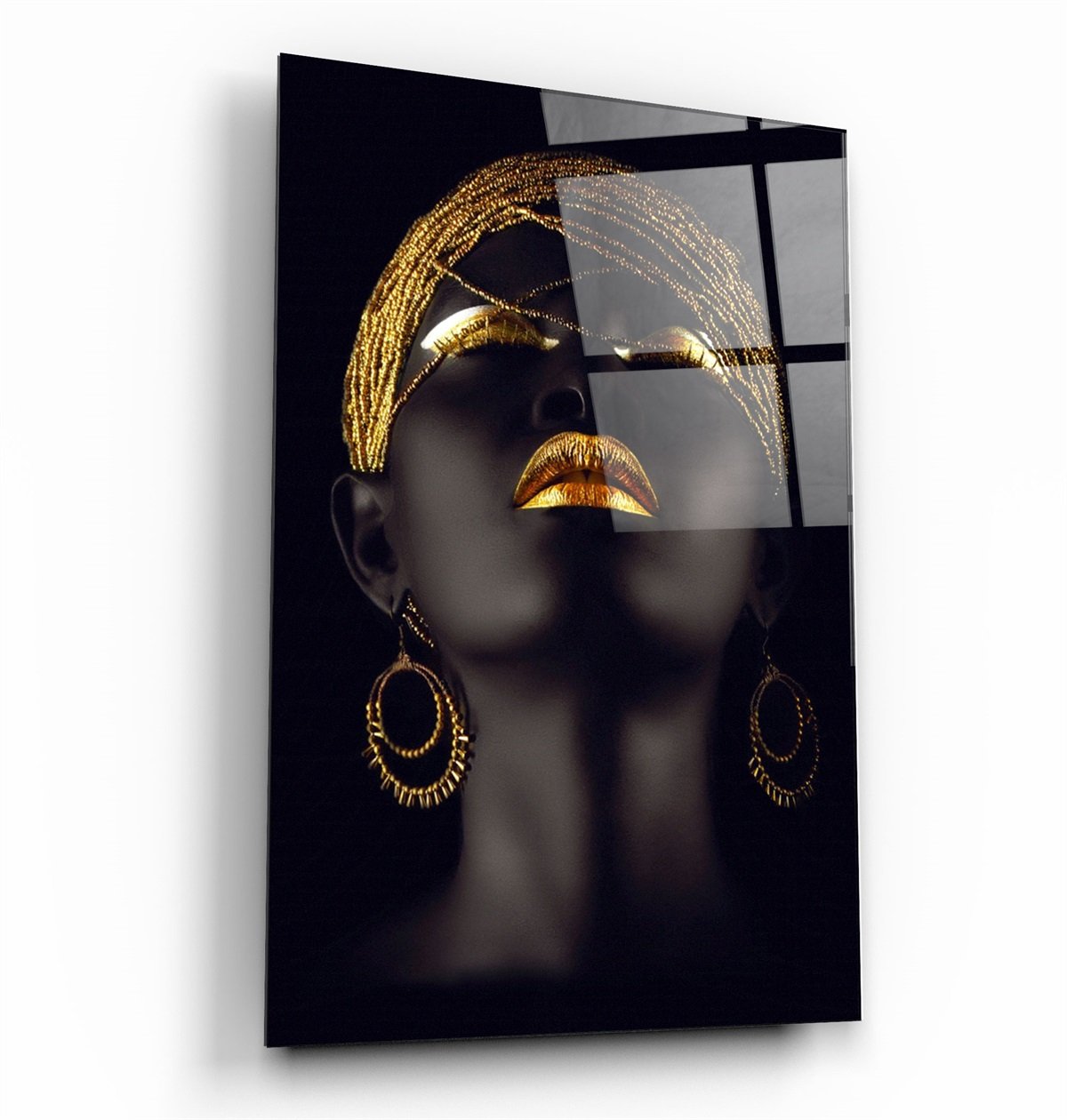 ・„Golden Lips Woman Portrait V2“・<tc>Glasbild</tc>